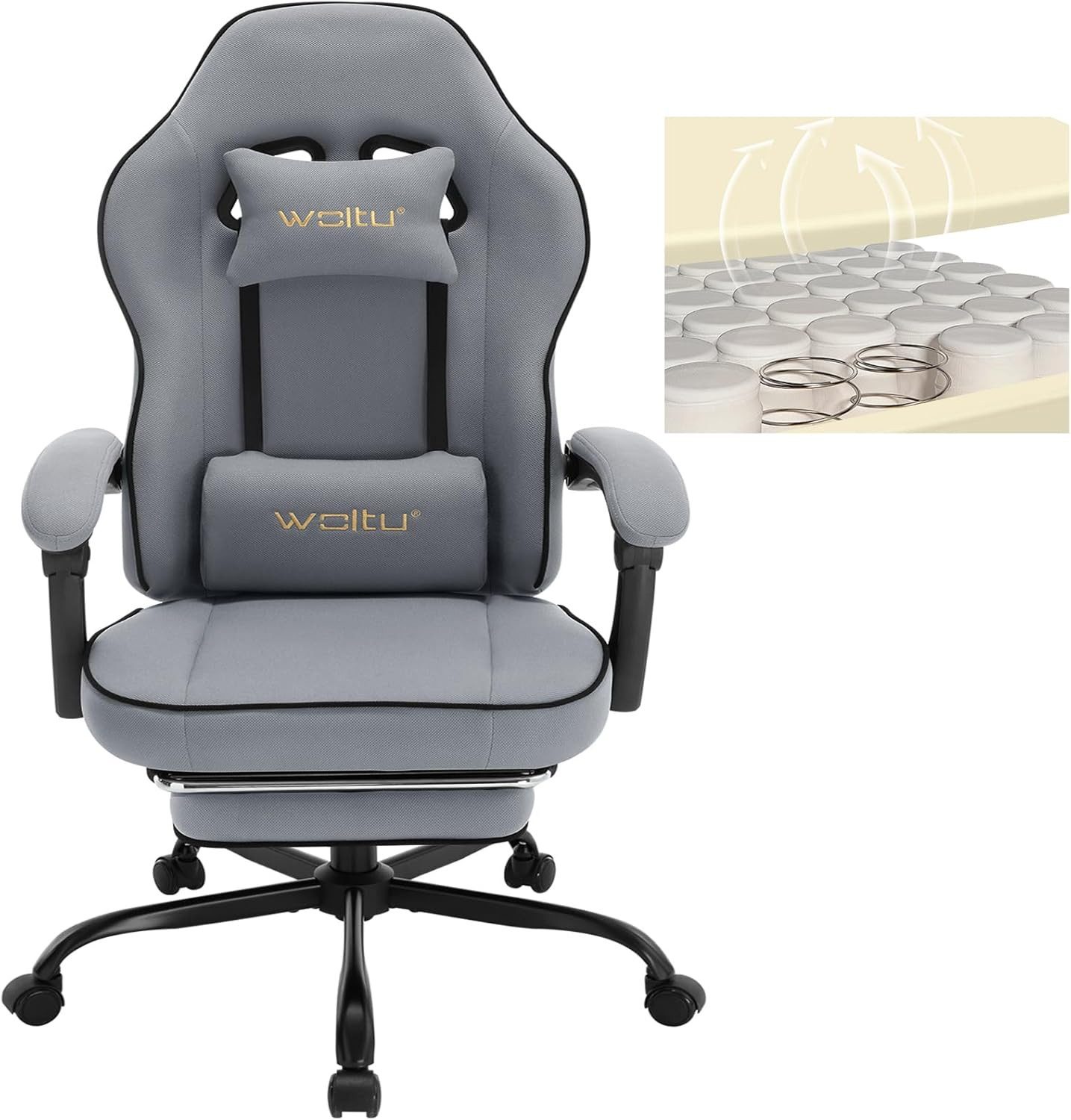 Woltu Gaming-Stuhl (1 St), mit Kopfkissen Lendenkissen Fußstütze, ergonomis günstig online kaufen