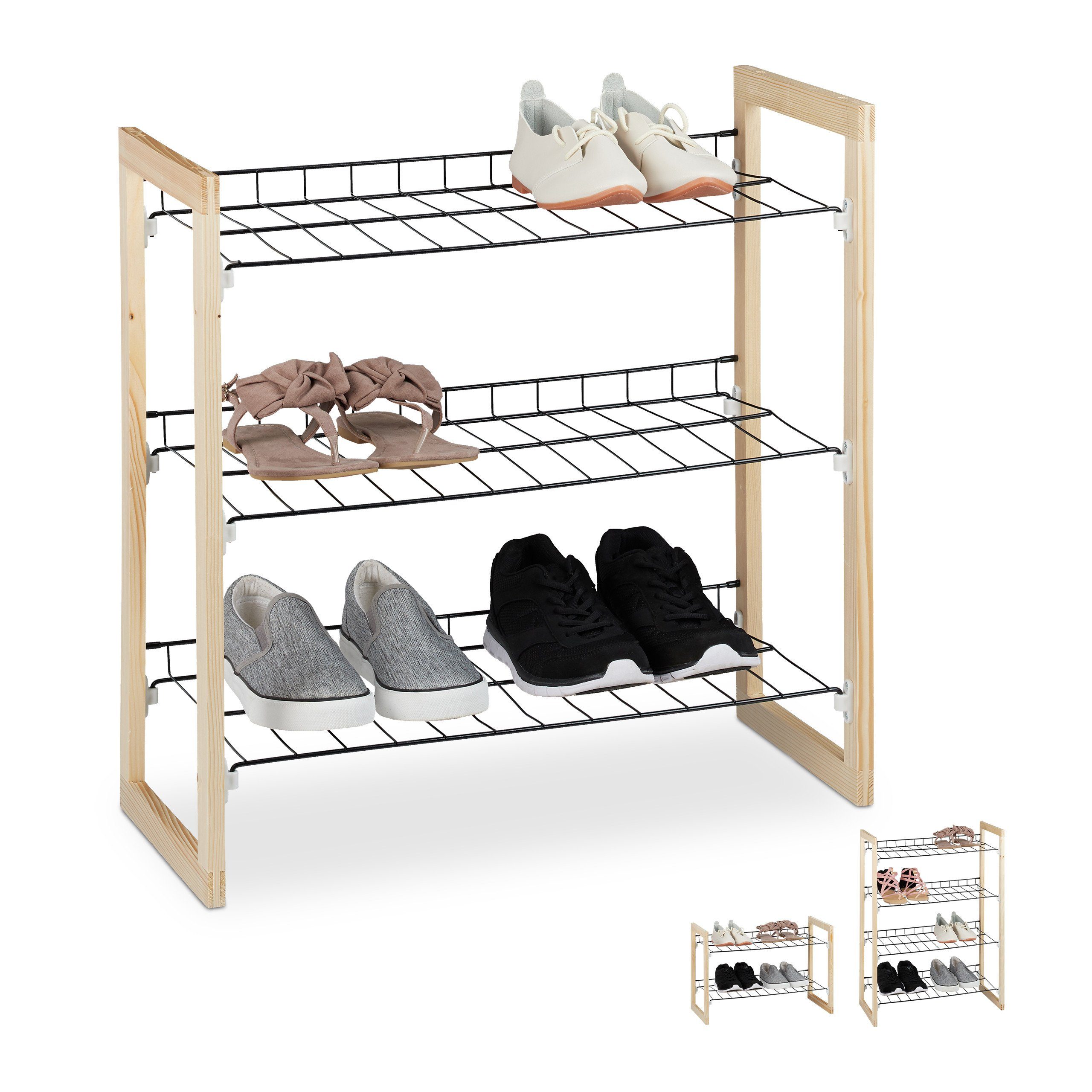 relaxdays Schuhregal »Schuhregal Gitter Holz & Metall« online kaufen OTTO