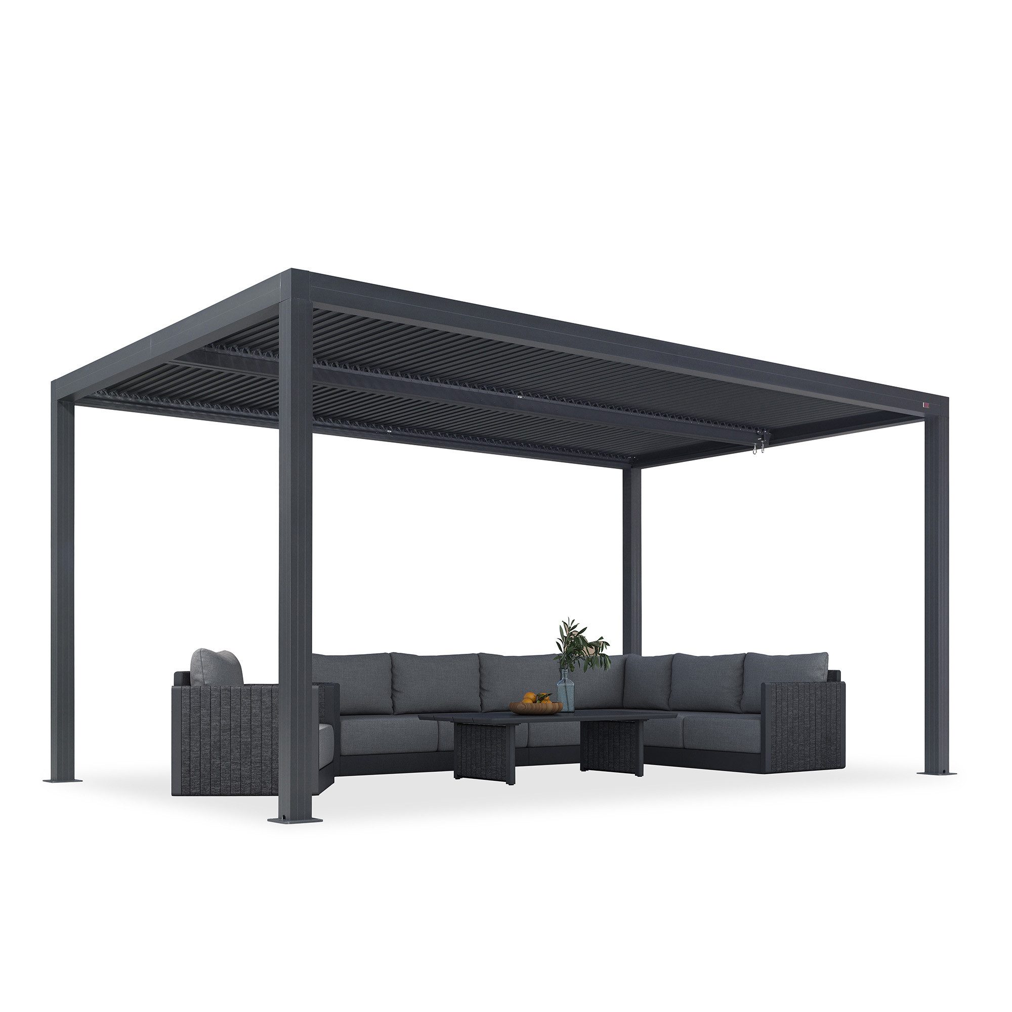 PURPLE LEAF Pergola Außenbereich Pergola mit Lamellendach, Hardtop Terrassenüberdachung, BxTxH: 300x480x240 cm, (1 Pergola), wasserdichte Gartenüberdachung für Balkon, Carport oder Grillplatz