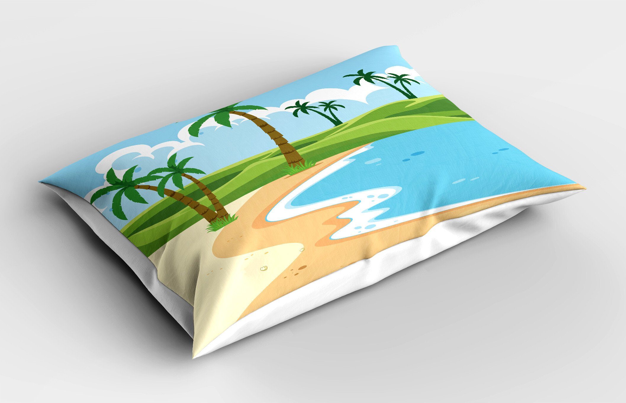 Kissenbezüge Dekorativer Standard King Grafik-Strand Gras mit Size Küste (1 Stück), Gedruckter Abakuhaus Palm Kissenbezug