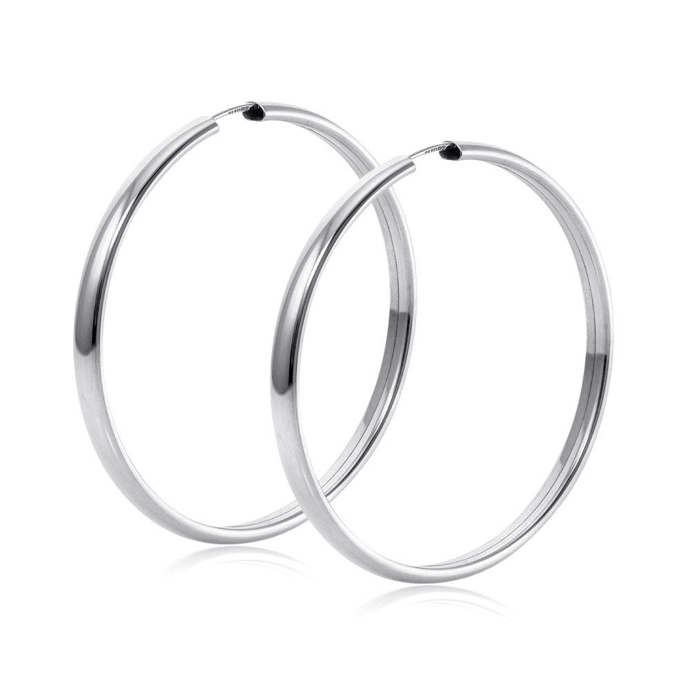 Materia Paar Creolen Damen Silber breit Ø48mm SO-466, 925 Sterling Silber, günstig online kaufen