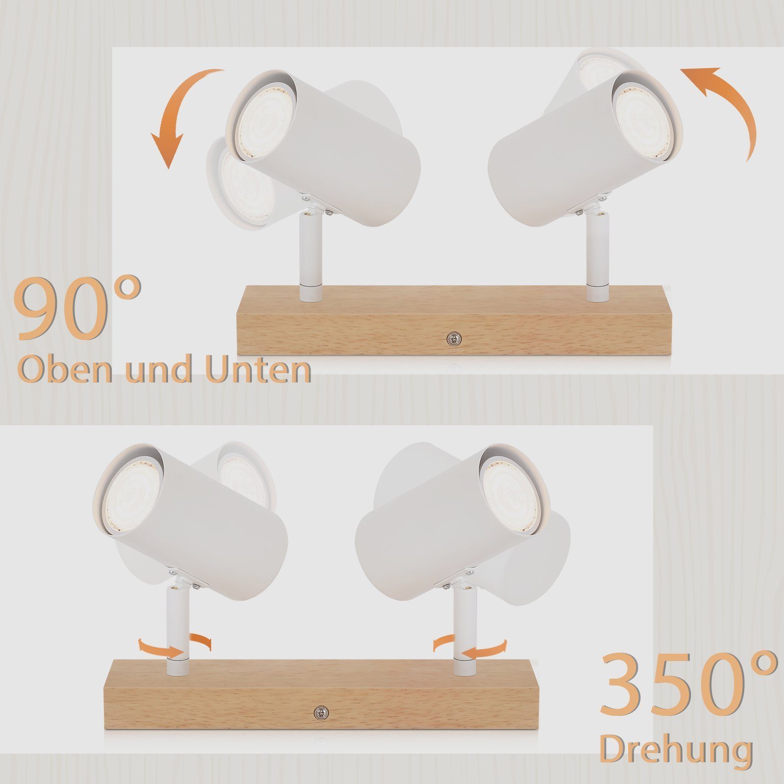 Nettlife Deckenstrahler Holz 1/2/3 Flammig Deckenspots günstig online kaufen