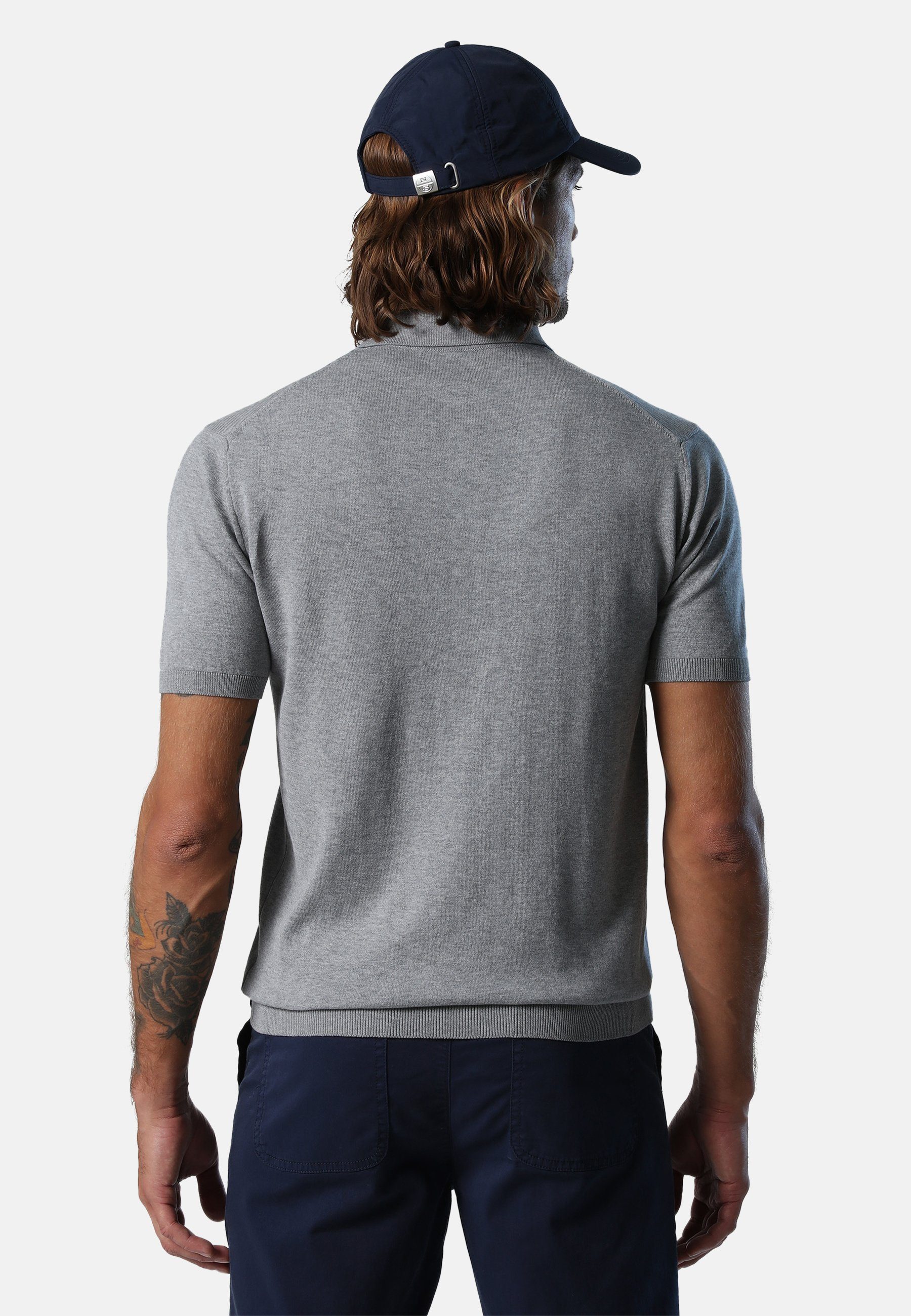 klassischem aus Poloshirt Bio-Baumwolle North Design grey Poloshirt mit Sails