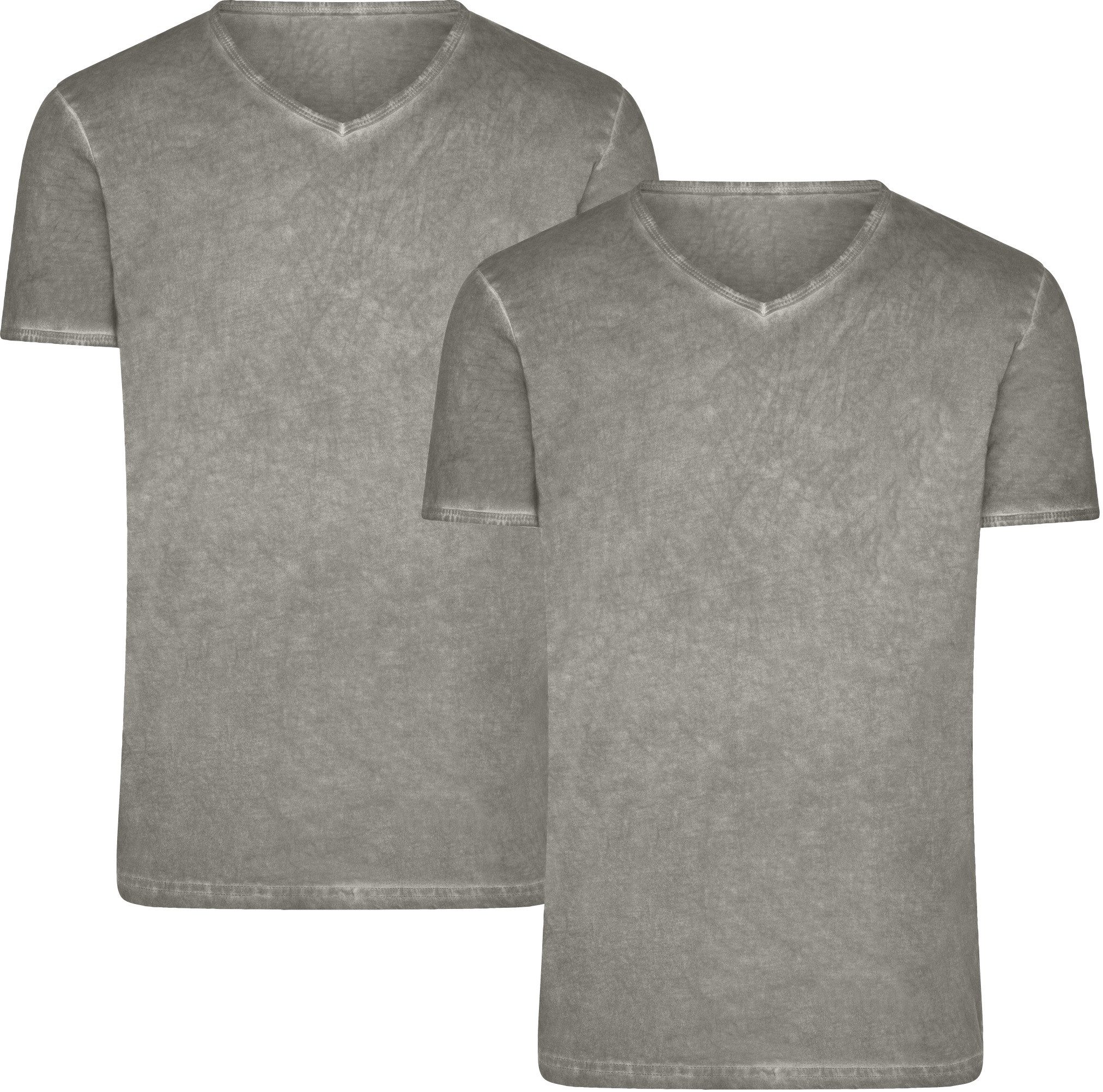 James & Nicholson T-Shirt Doppelpack Figurbetontes Herren T-Shirt mit Spray Print JN976 (Doppelpack, 2er-Pack) Trendiges T-Shirt mit V-Ausschnitt