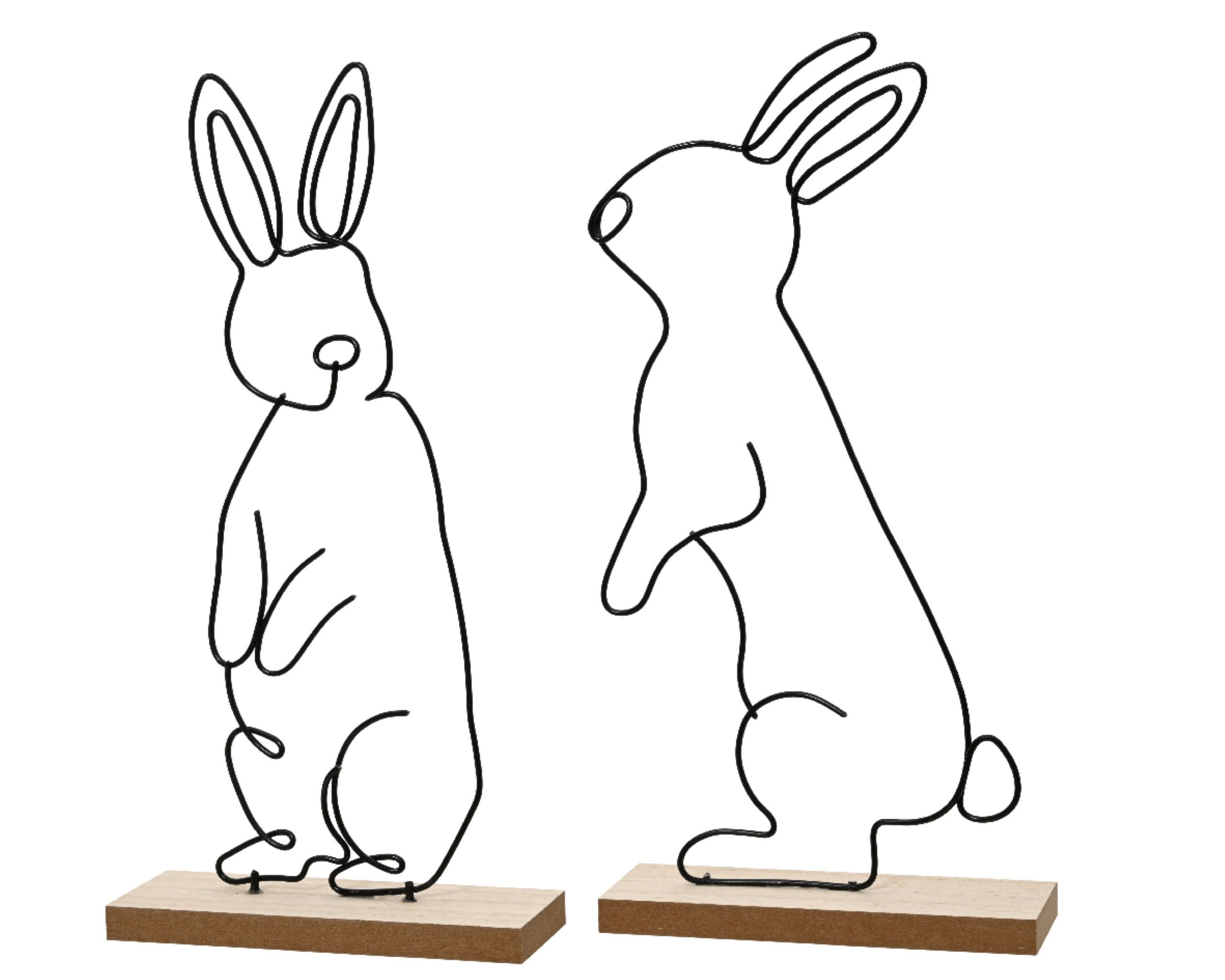 Decoris season decorations Osterhase, Dekofigur Hase 29cm Metall 1 Stück sortiert Schwarz