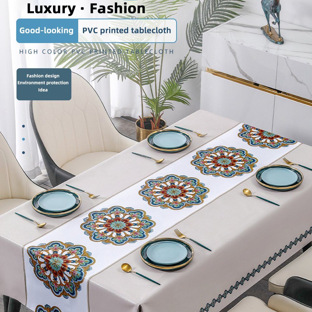 Blusmart Tischschonbezug PVC Tischdecke Druck Farbe Stil Haushalt Europäischen