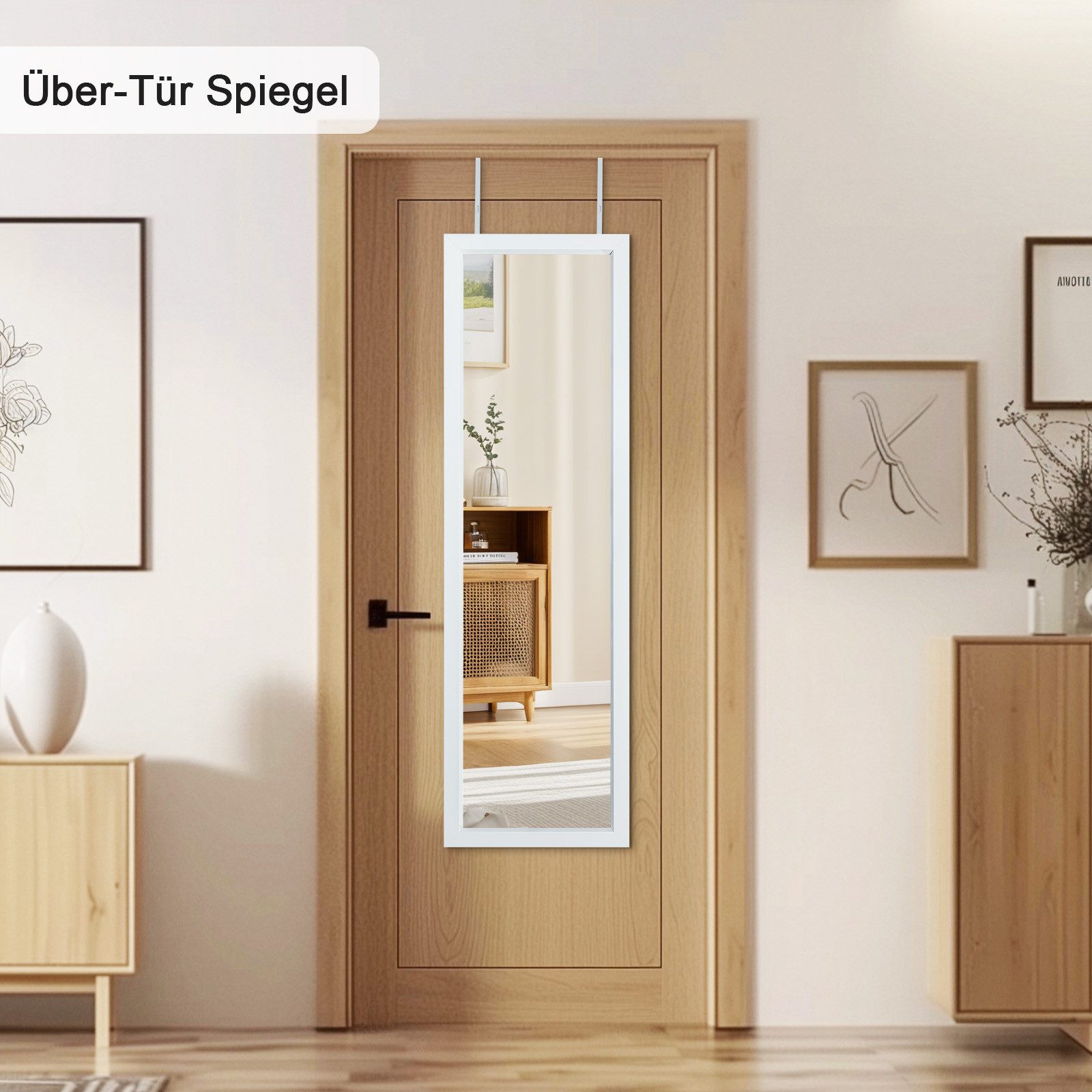 Youyijia Ganzkörperspiegel 110x33cm Ganzkörperspiegel mit 2 Haken & Höhenverstellung
