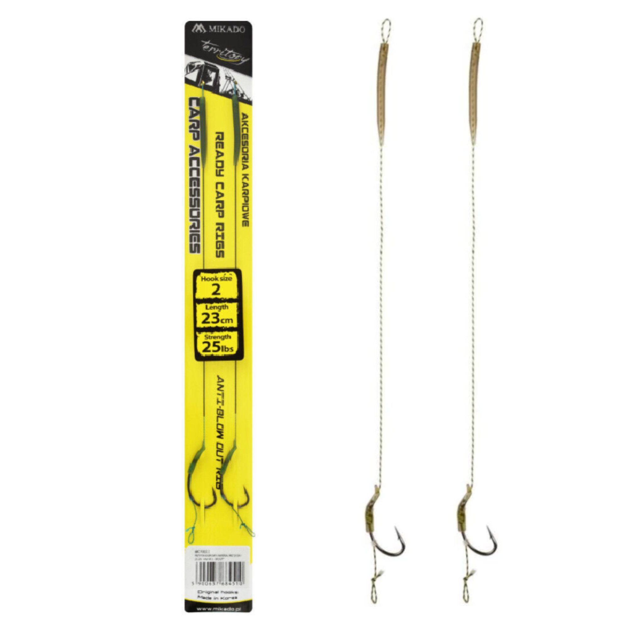 Karpfenhaken KARPFEN RIG - ANTI-BLOW OUT RIG 23cm/25lbs - Gr. 2,4,6,8 - Angeln-Haar