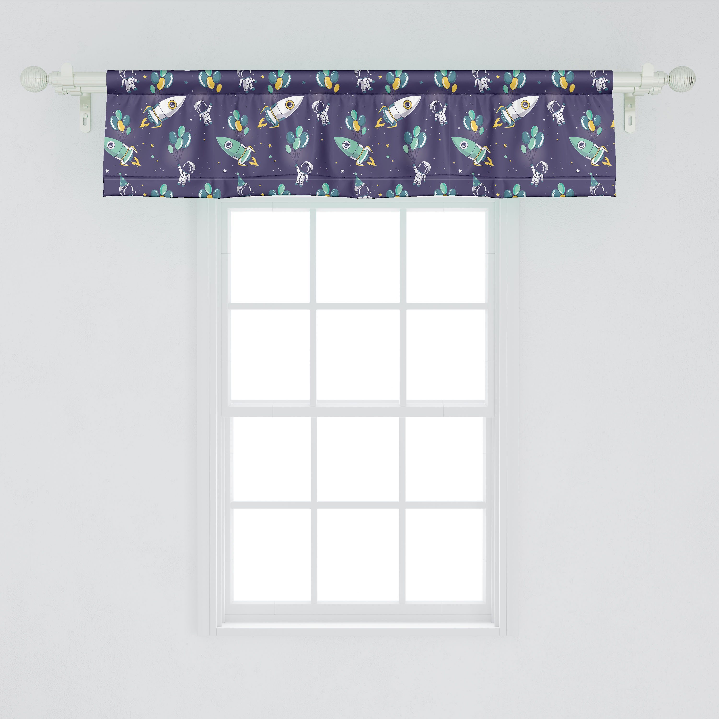 Scheibengardine Vorhang Volant an Küche Rockets mit gebunden Microfaser, Schlafzimmer Luftballons Party Abakuhaus, für Stangentasche, Dekor