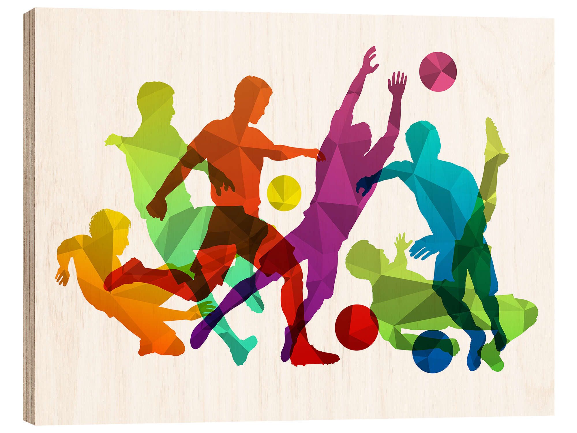 Posterlounge Wandbild Fußballspieler, bunte Silhouetten I, TAlex, erhältlich als Poster, Leinwandbild, Wandsticker oder Acrylglasbild