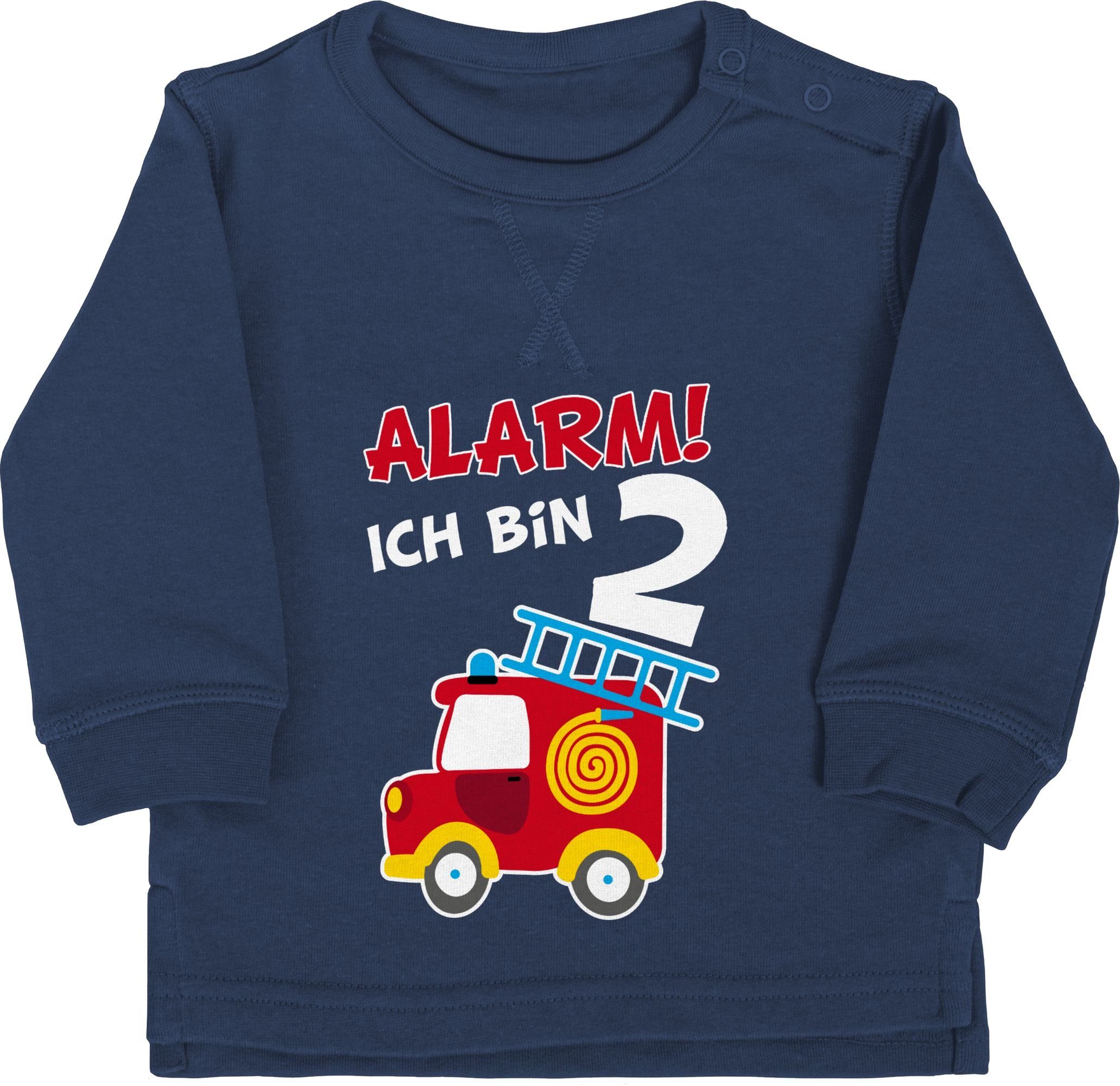 Shirtracer Sweatshirt Alarm ich bin zwei Feuerwehrauto 2. Geburtstag 1 Navy Blau