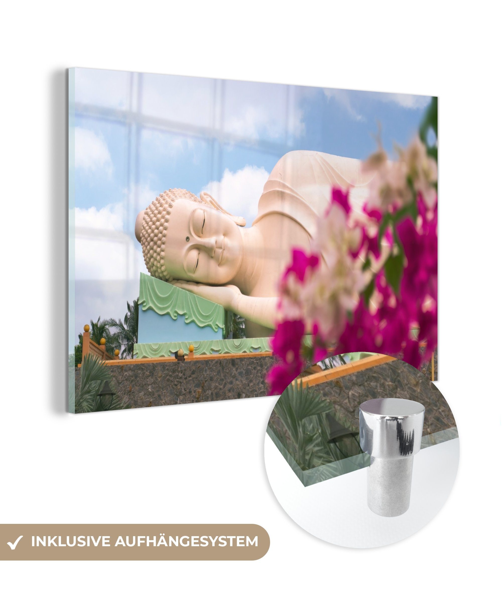 MuchoWow Acrylglasbild (1 - Wohnzimmer Acrylglasbilder Buddha St), Schlafzimmer & Blumen - Schlaf,