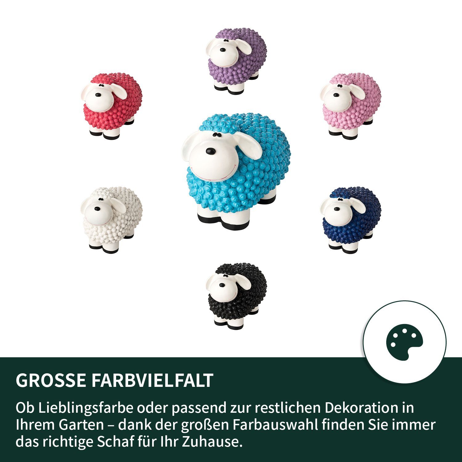 Gartendeko Gartenfigur - Mini - Polyresin Schaf Wetterfeste Deko Schaf blau VERDOBA Außen, Gartenfigur Pastell für