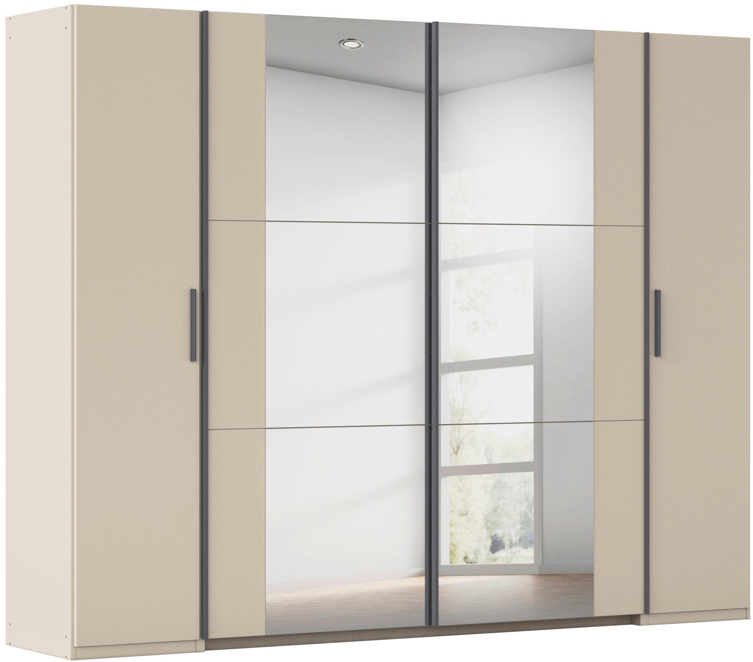 rauch Schwebetürenschrank Kleiderschrank Drehtürenschrank Schrank Garderobe KRONACH (in 3 Ausstattungen BASIC/CLASSIC/PREMIUM, Breiten 225/268/311/354 cm) Kombischrank optional mit 1 oder 2 Spiegel viele Böden MADE IN GERMANY
