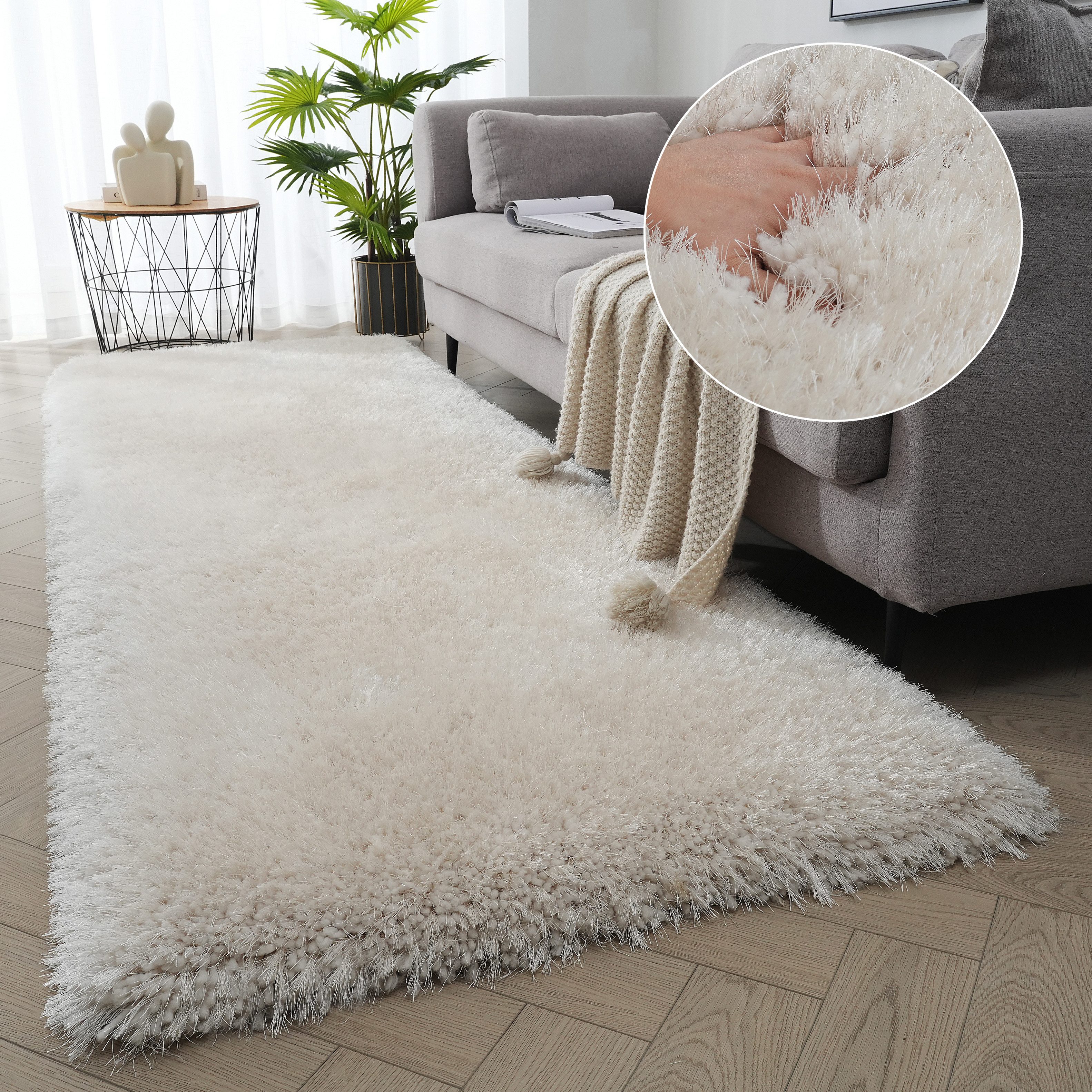 OTTO home Hochflor-Teppich Micro exclusiv Teppich, sehr hoher Flor, weich durch Mikrofaser, rechteckig, Höhe: 78 mm, sehr weich, flauschig, uni, Wohnzimmer, Schlafzimmer