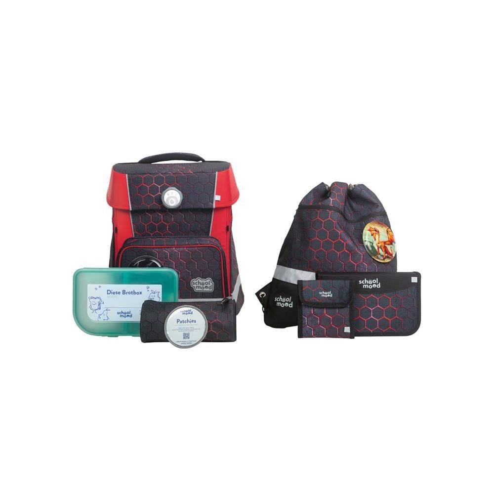 SCHOOL-MOOD® Ранці Champion Maxx (Set, 7-tlg., mit Turnbeutel, Etui, Schlamperrolle, Brustbeutel, Brotdose, Patchies), 21 Liter, für Grundschule