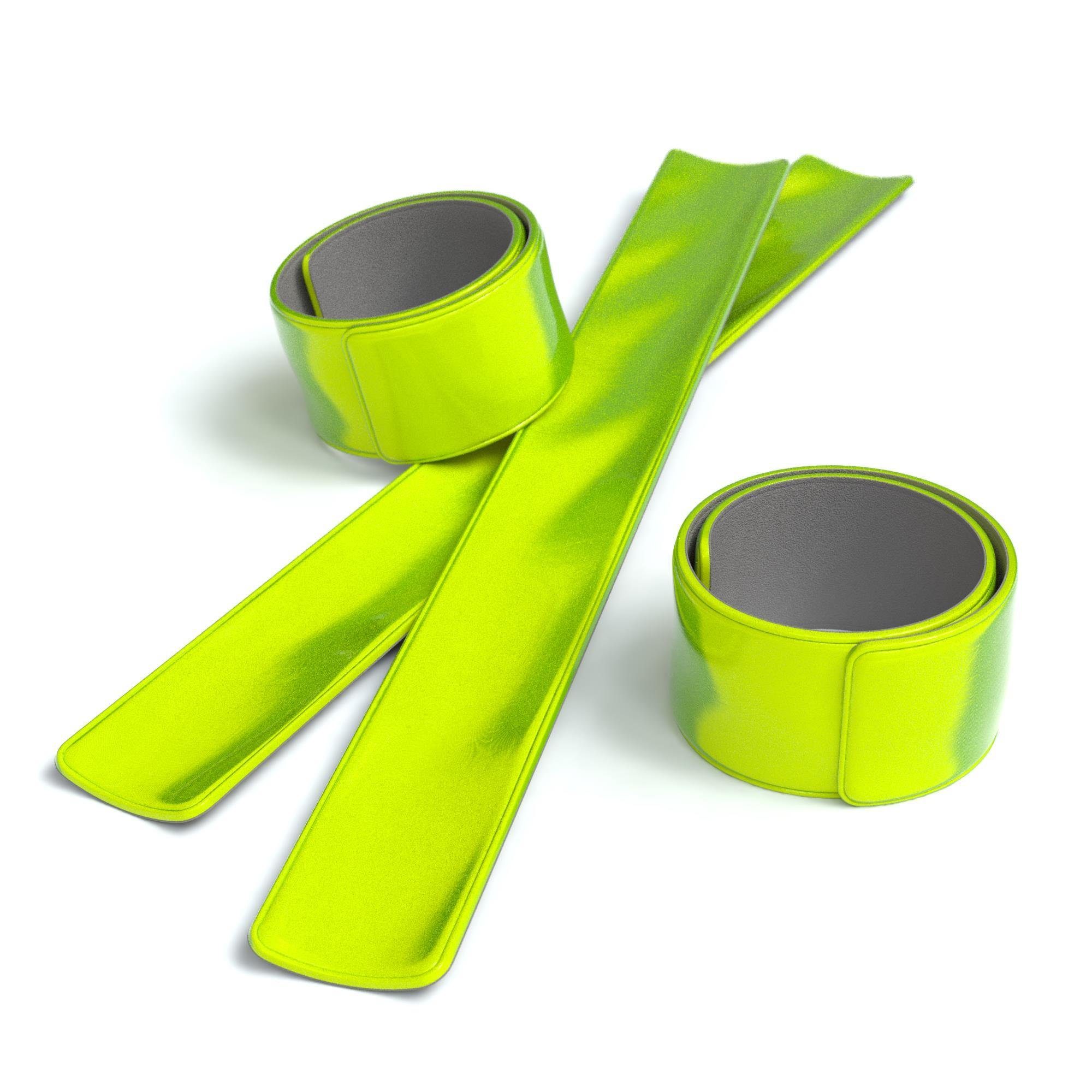 EAZY CASE Fahrradreflektor 6er Set Schnapp-Leuchtarmbänder, Sichtbarkeit im Straßenverkehr Schnapparmband Reflektorbänder Gelb