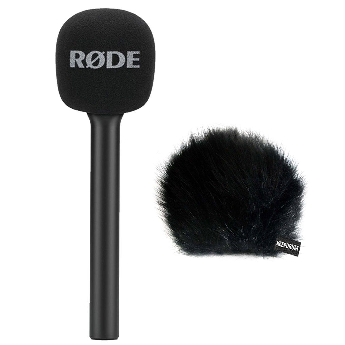 RODE Microphones Mikrofon Interview GO Handadapter mit WSBK Fell-Windschutz (Spar-Set), mit winschutz
