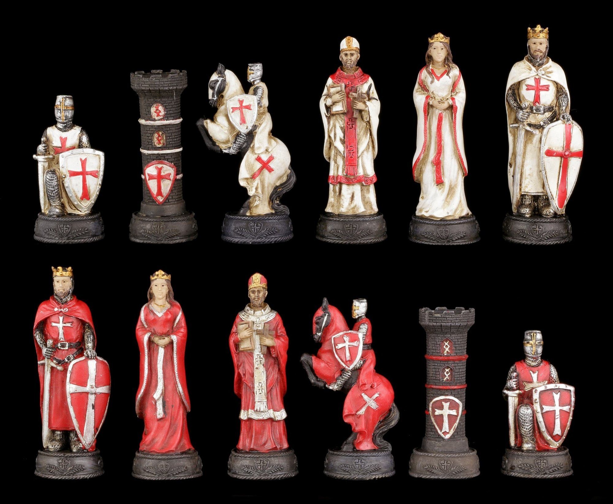 und Set Schachfiguren Shop Weiß Schach Rot - GmbH Figuren Strategiespiel Kreuzritter - Spiel,