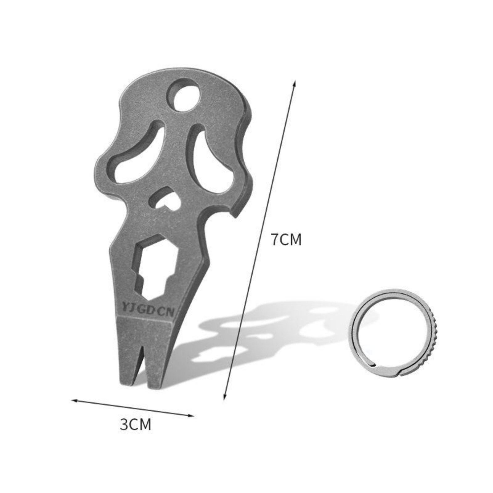 YOUUZ-SHOP Multitool Titan Schädel EDC Multitool Schlüsselanhänger Flaschenöffner Wrench