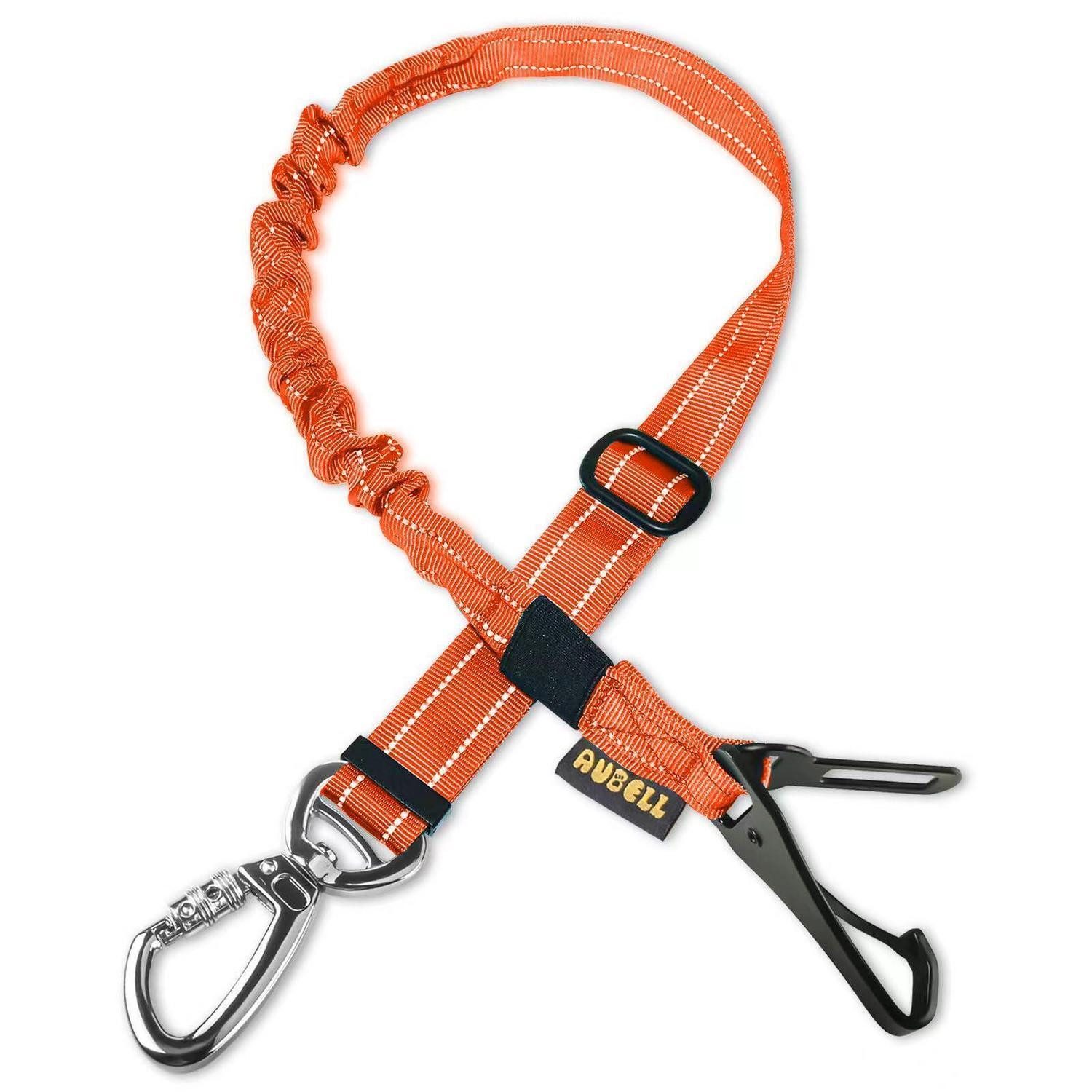 LuxusKollektion Autohundegeschirr Anschnallgurt Hund Auto Bungee Geschirr Clip Karabiner Orange, Textil