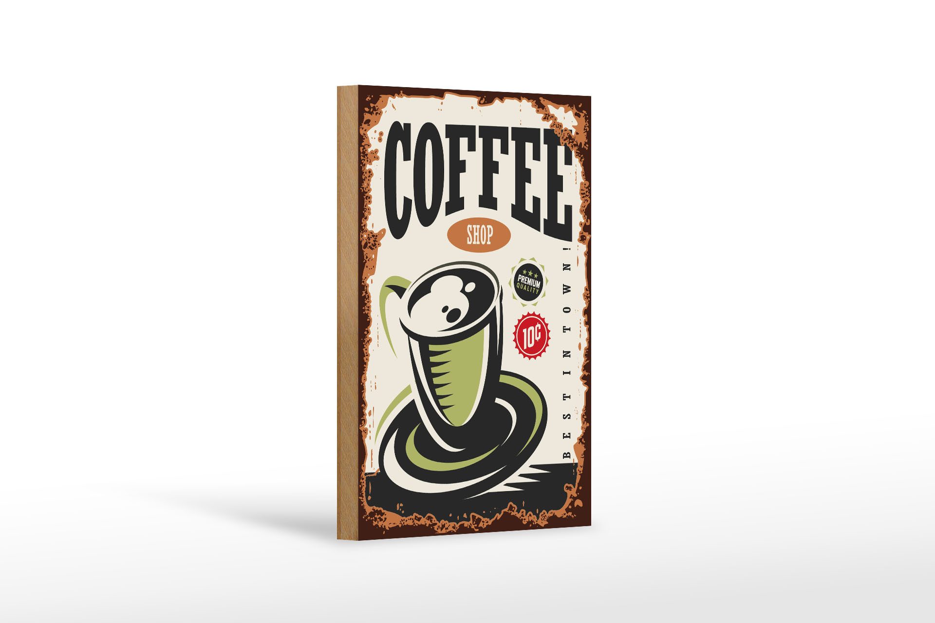 Holzbild Retro 12x18 cm Kaffee Coffee Shop premium