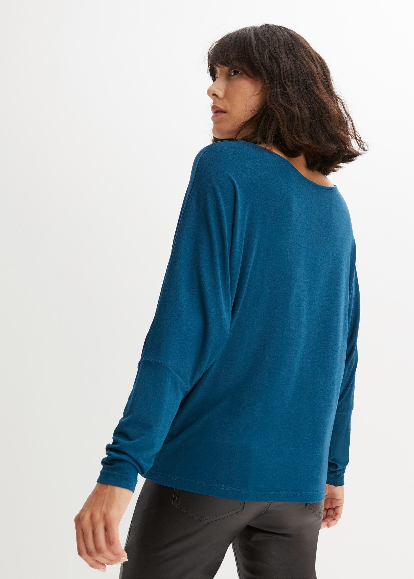 bonprix Langarmshirt lässig geschnittene Passform, Rundhalsausschnitt, aus Viskose-Mix
