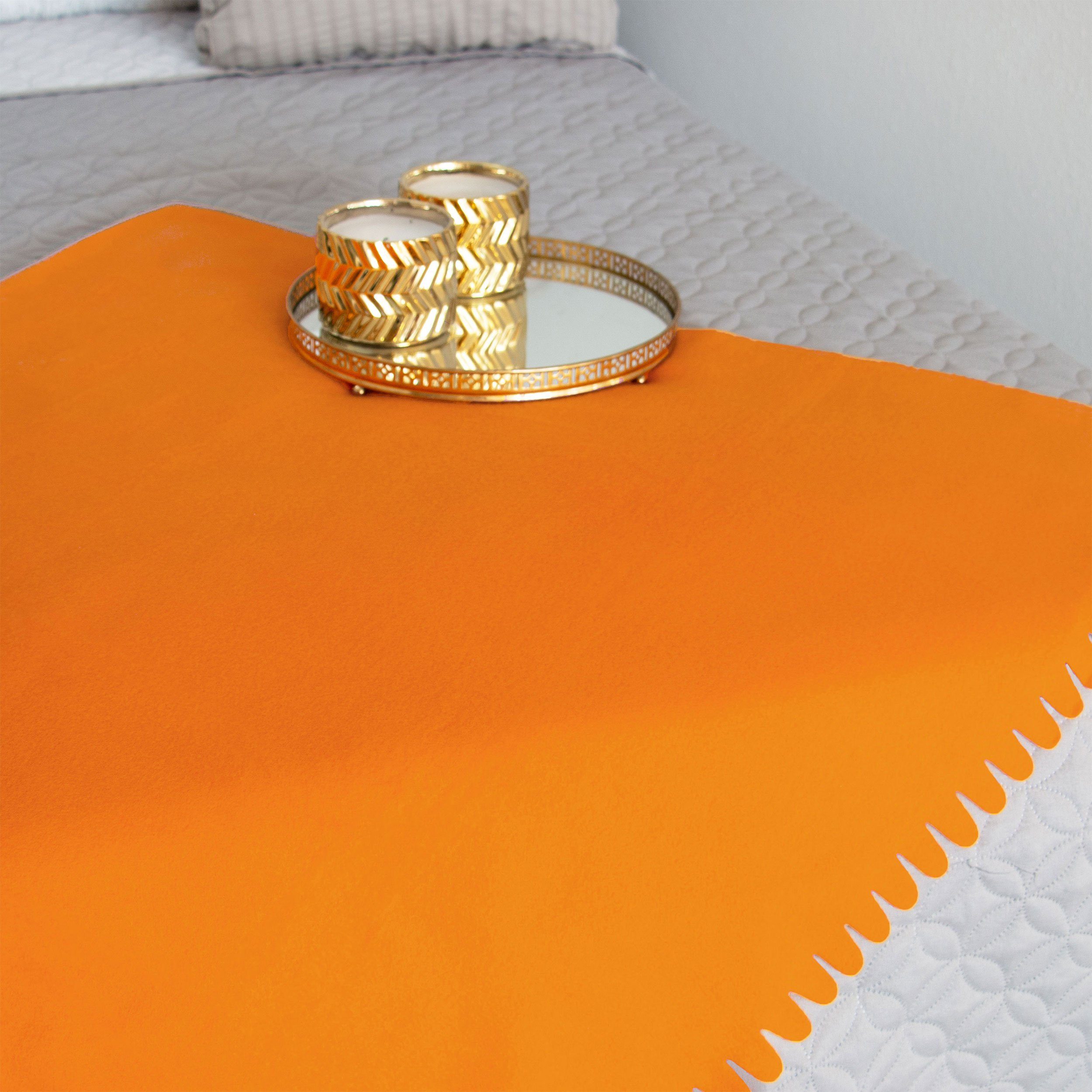 Wohndecke, ZOLLNER, stylische in vielen Polyester, 170 verfügbar, Farben verfügbar 130 x cm, Wellenkante, In vielen 100% orange Farben