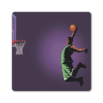 MuchoWow Gaming Mauspad Eine Illustration eines Basketballspielers, der einen spektakulären (1-St), Gaming, Rutschfester Unterseite, Mausunterlage, 80x80 cm, XXL, Großes