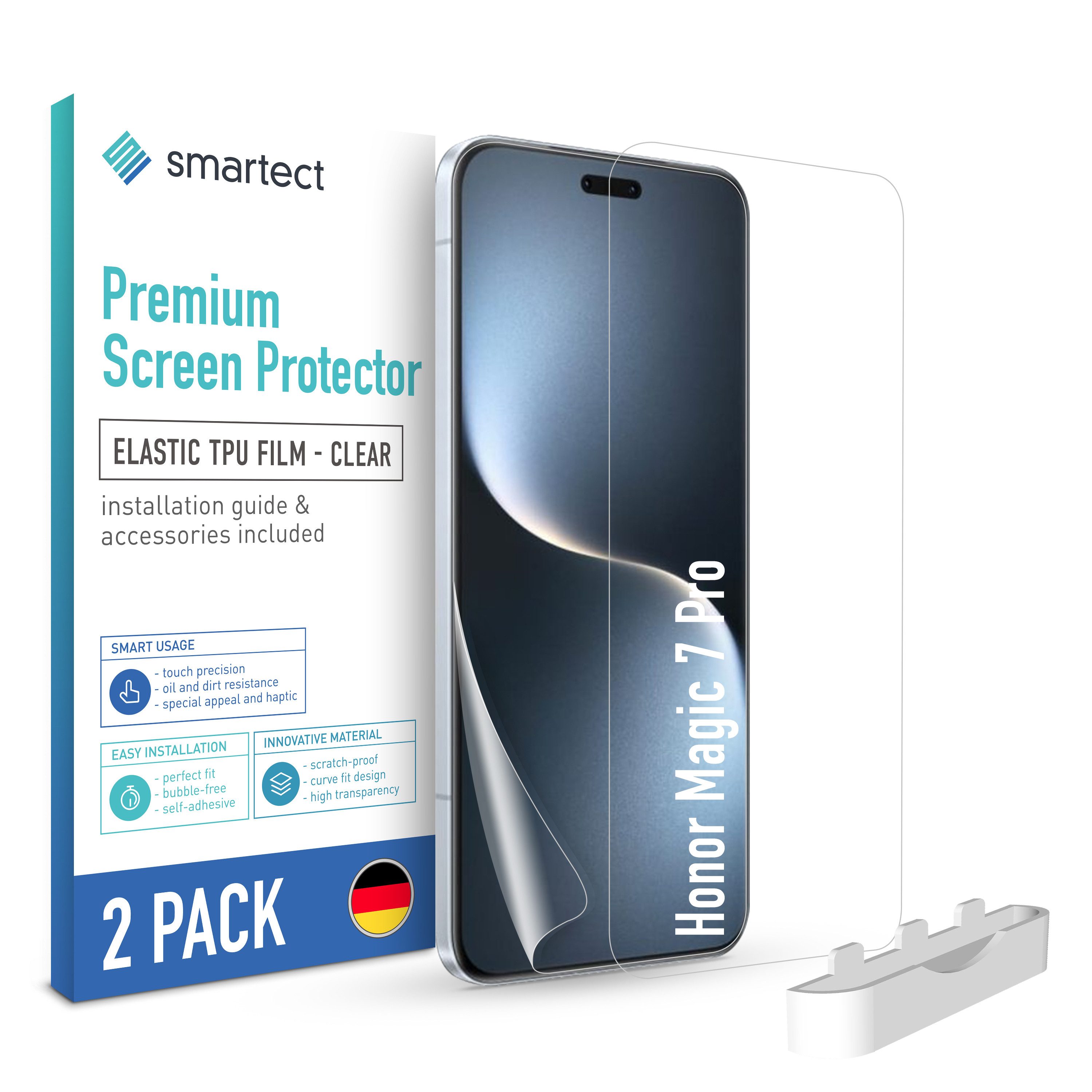 smartect Displayschutzfolie TPU Schutzfolie Klar für Honor Magic 7 Pro, Set, 2 Stück, Panzerfolie Bildschirm Displayfolie