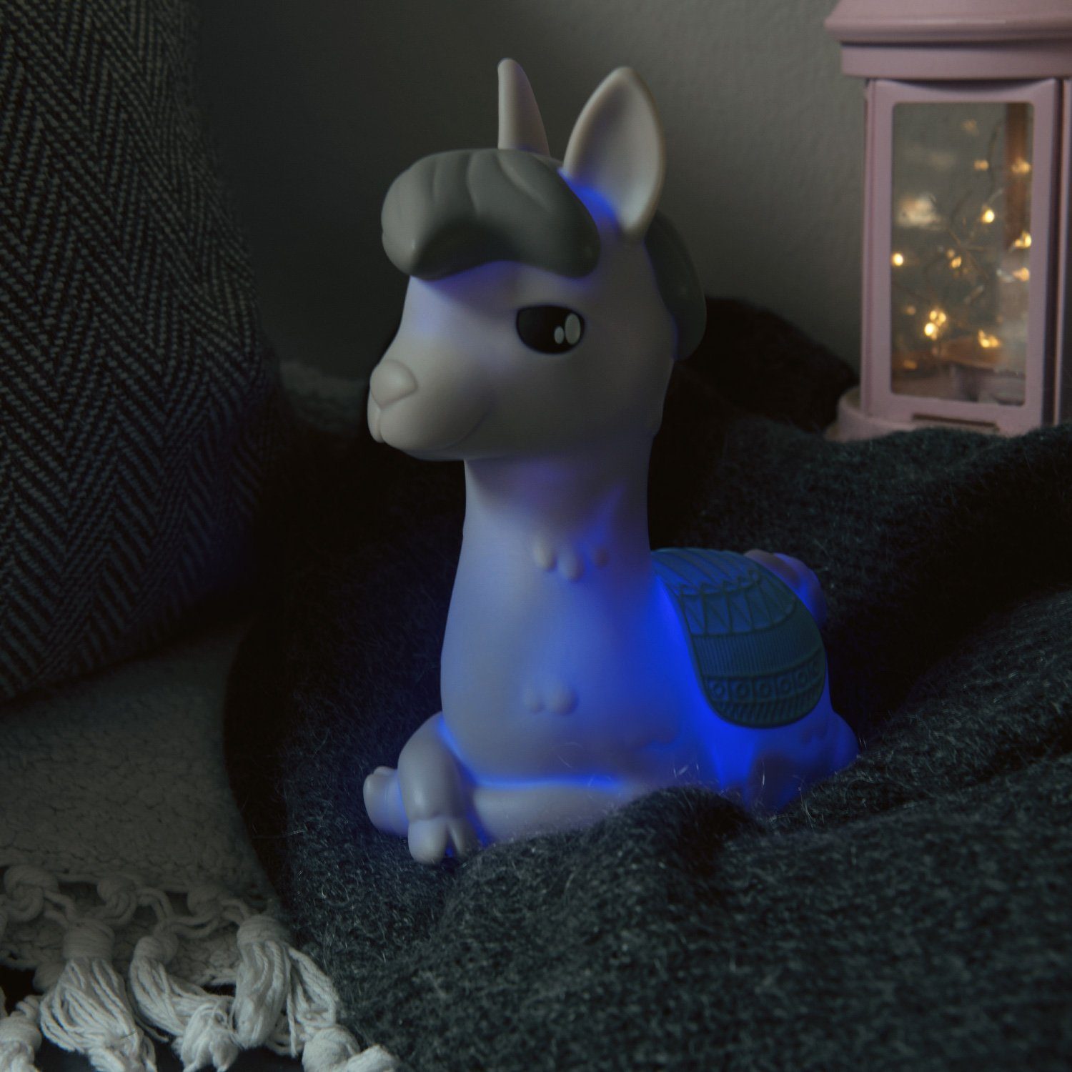 Nachtleuchte, Navaris LED LED RGB Alpaka Nachtlicht süßes batteriebetrieben Design,