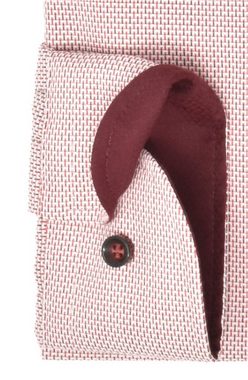 MARVELIS Businesshemd Businesshemd - Modern Fit - Langarm - Muster - Rot Mit Kontrastknöpfen