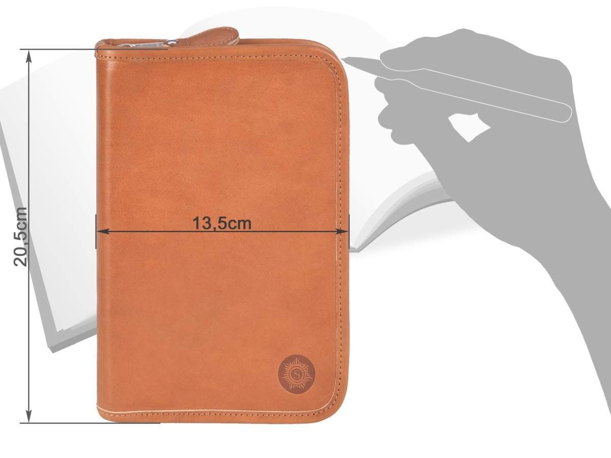 Sonnenleder Federtasche Nils, Stifteetui, Schüleretui, 1-teilig, 22 Stiftschlaufen, Rindleder