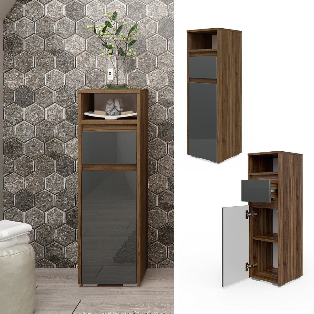 Vicco Midischrank Majest, Anthrazit Hochglanz/Nussbaum, 30 günstig online kaufen