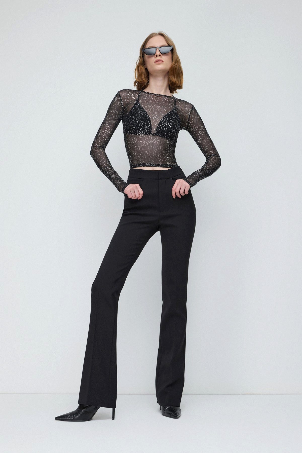 No Matter What Blusentop Glänzende, transparente Bluse mit Glitzerdruck günstig online kaufen