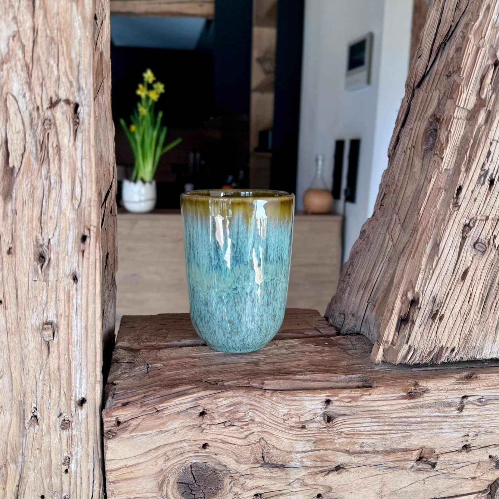 Gipfelstück Becher Flussufer, 4-tlg., Steinzeug