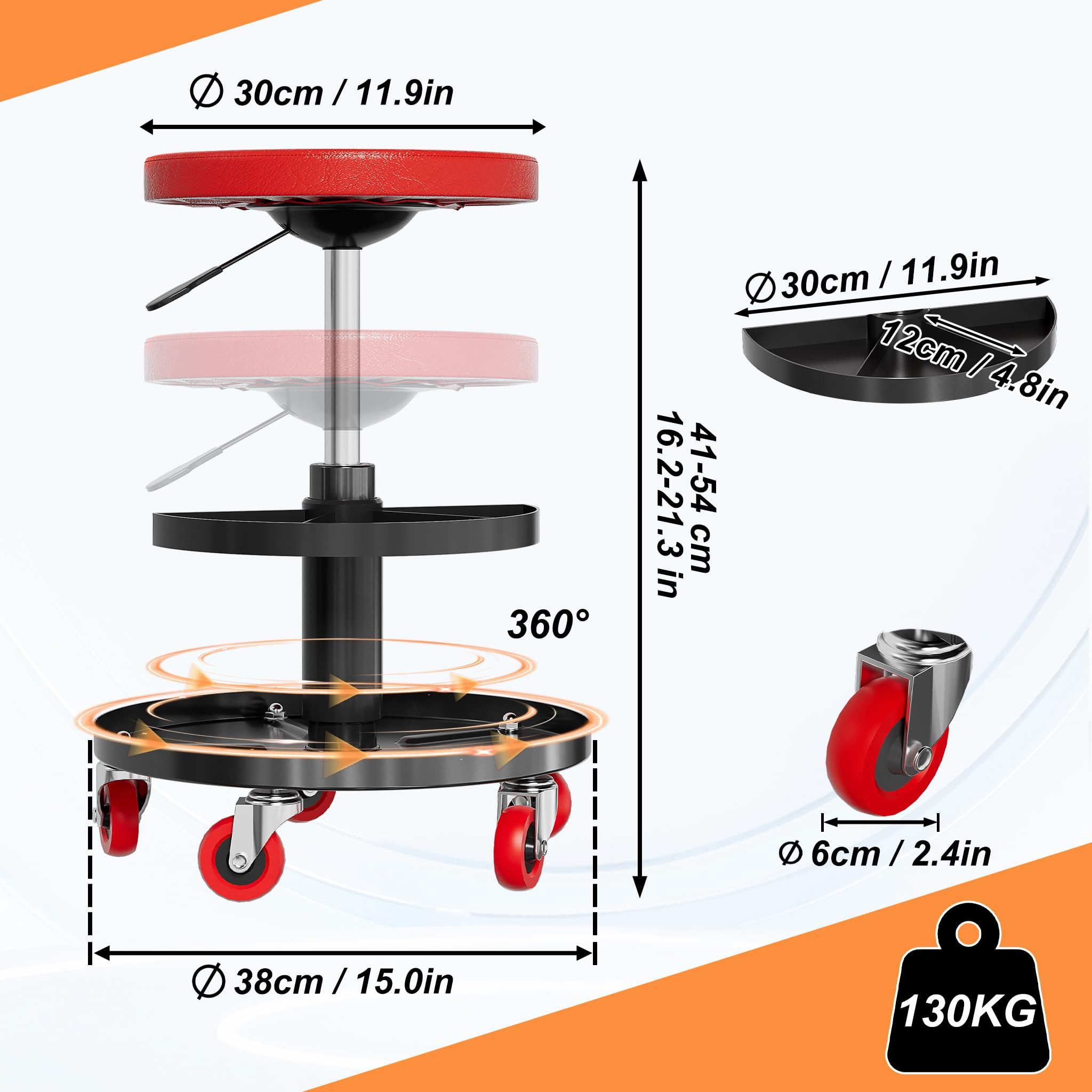 FIVMEN Werkstatt-Set Rollbrett Werkstatthocker Rollsitz Montageliege mit 360° Rollen, Montagehocker Garagenhocker inkl. Aufbewahrungsbox Paletten