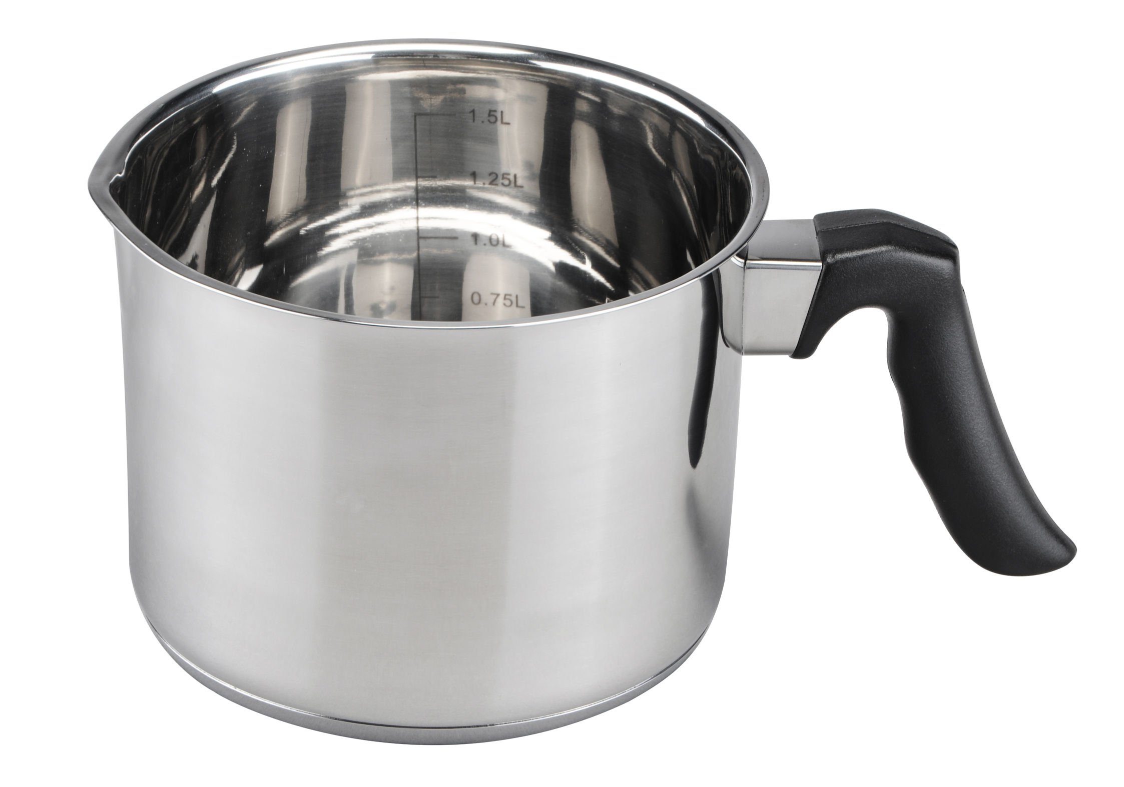 Spetebo Simmertopf Edelstahl Milchtopf SYLT mit Thermoboden - 1,5 L, Edelstahl (Stück, 1-tlg., starker 3-schichtiger Kapsel-Thermoboden), Hoher Milch Kochtopf mit Kunststoff Griff