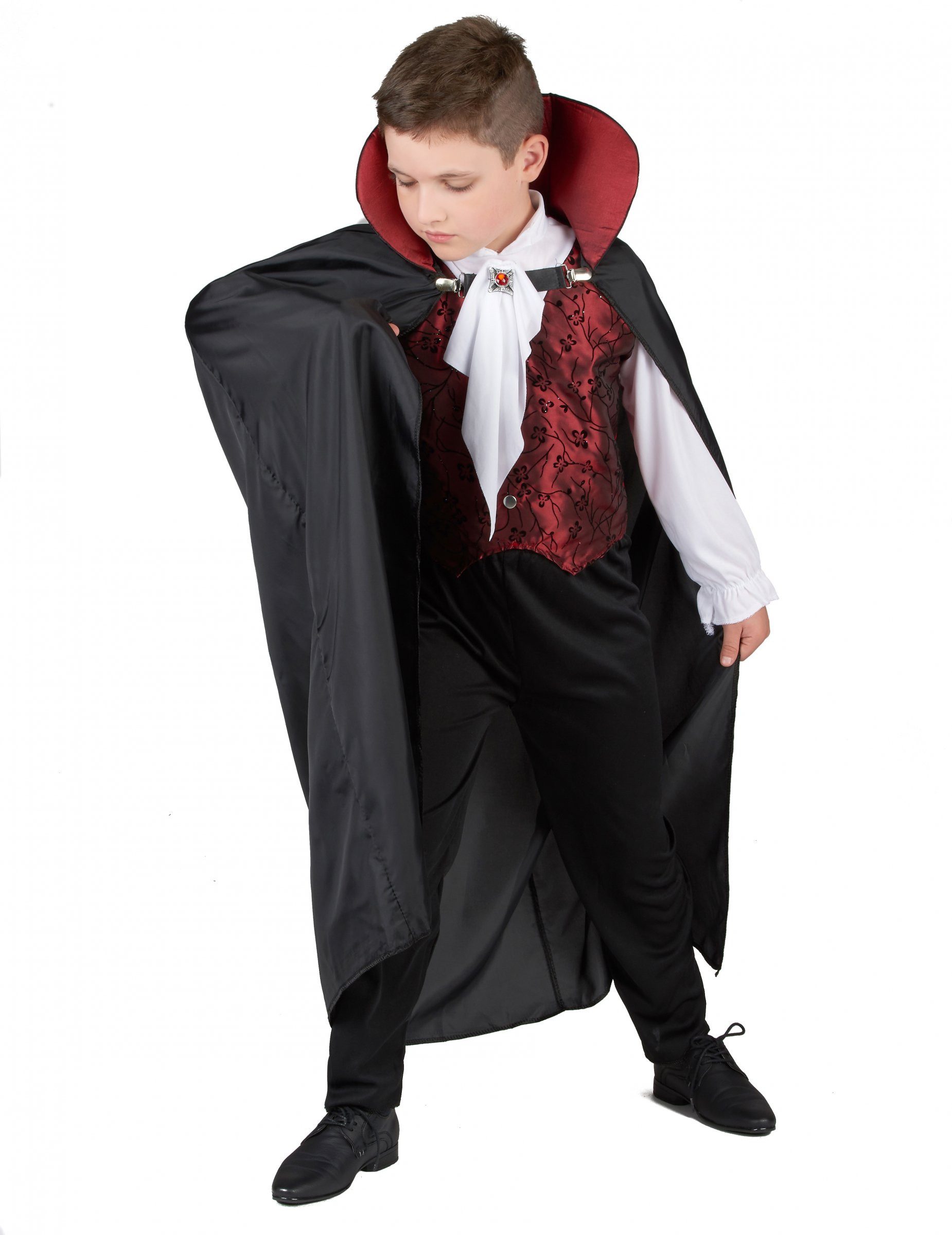 JADEO Kostüm Elegantes Vampir-Kostüm für Jungen Halloweenkostüm schwarz-rot-weiss