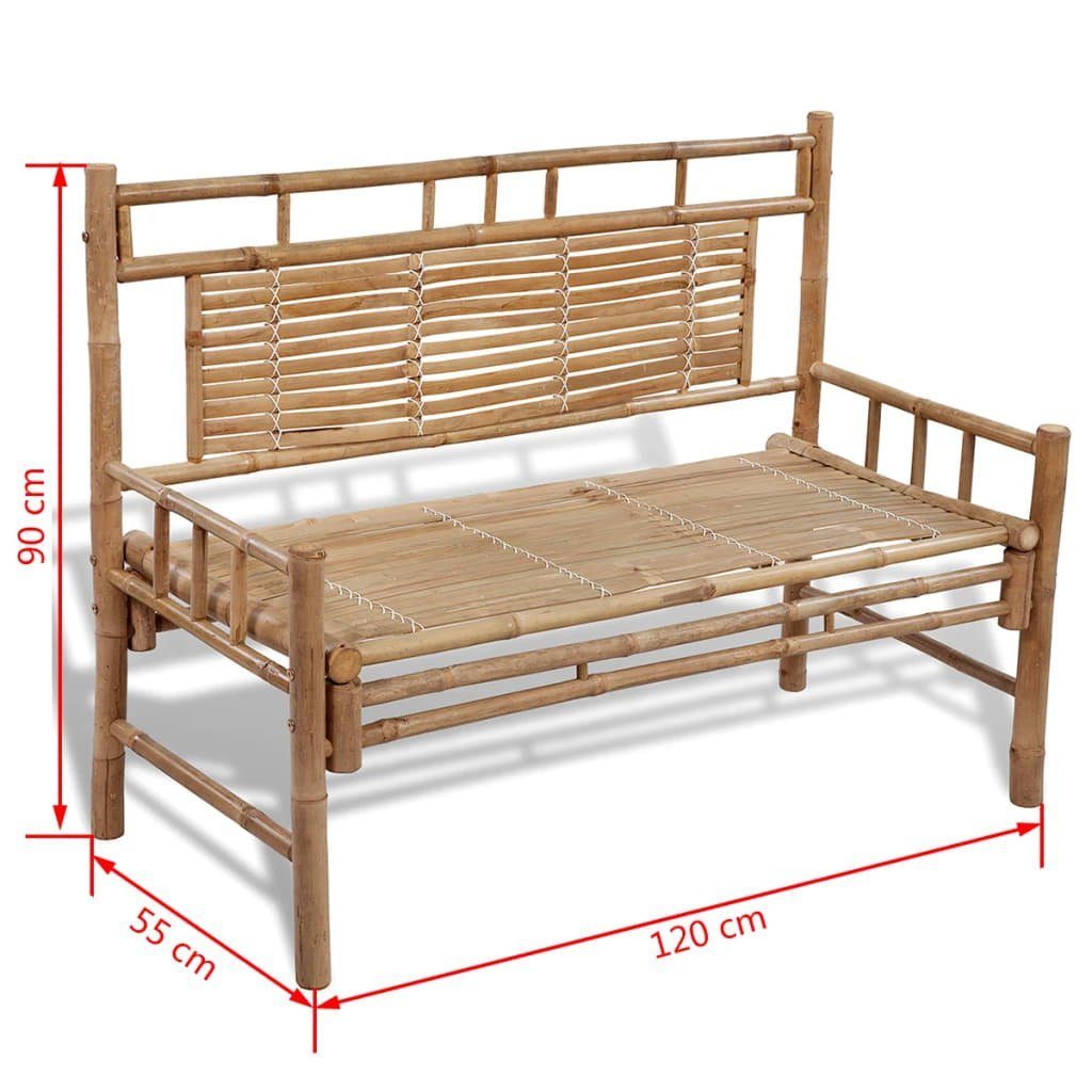 vidaXL Gartenbank Gartenbank 120 cm Bambus (2-St) – Bild 5 von 5