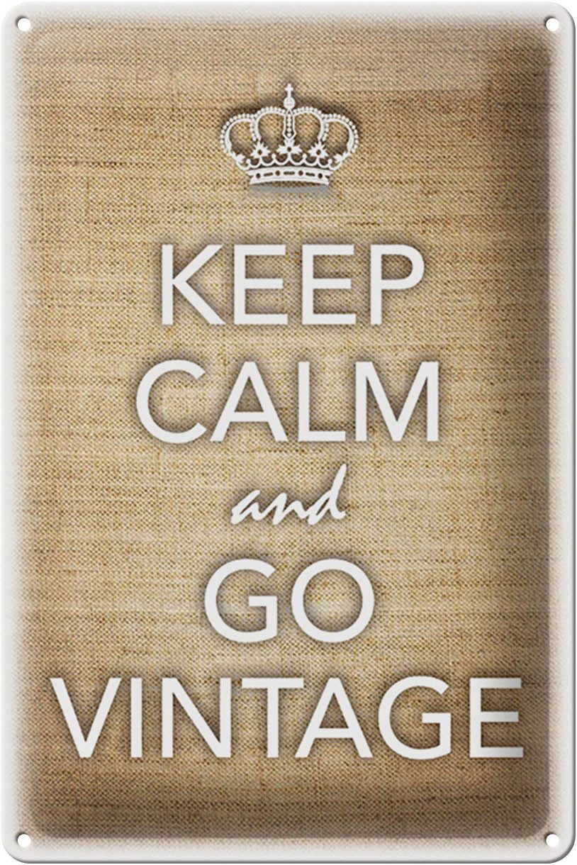 Metallschild Schild Blech 20x30cm - Made in Germany - Spruch Keep Calm and go vinta