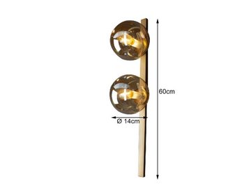 meineWunschleuchte LED Wandleuchte, Dimmfunktion, LED wechselbar, Warmweiß, innen, Bauhaus Lampe mit Schalter, 2x Glas-kugel, Gold-en, H: 60cm