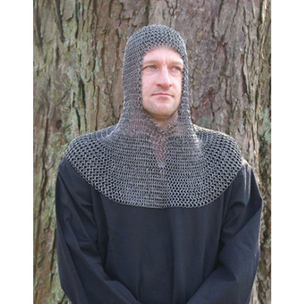 Ritter-Kostüm Kettenhaube vernietete Flachringe und gestanzte Flachringe Ø 6mm 1,0mm