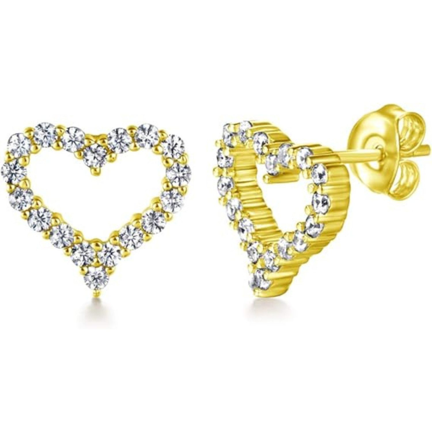 Lisandra Scott Ohrstecker-Set Damen Ohrstecker 925 Silber Herz mit Zirkonia Steinen für Frauen, Romantik zum Tragen – Hochwertige Herz-Ohrringe für den Alltag