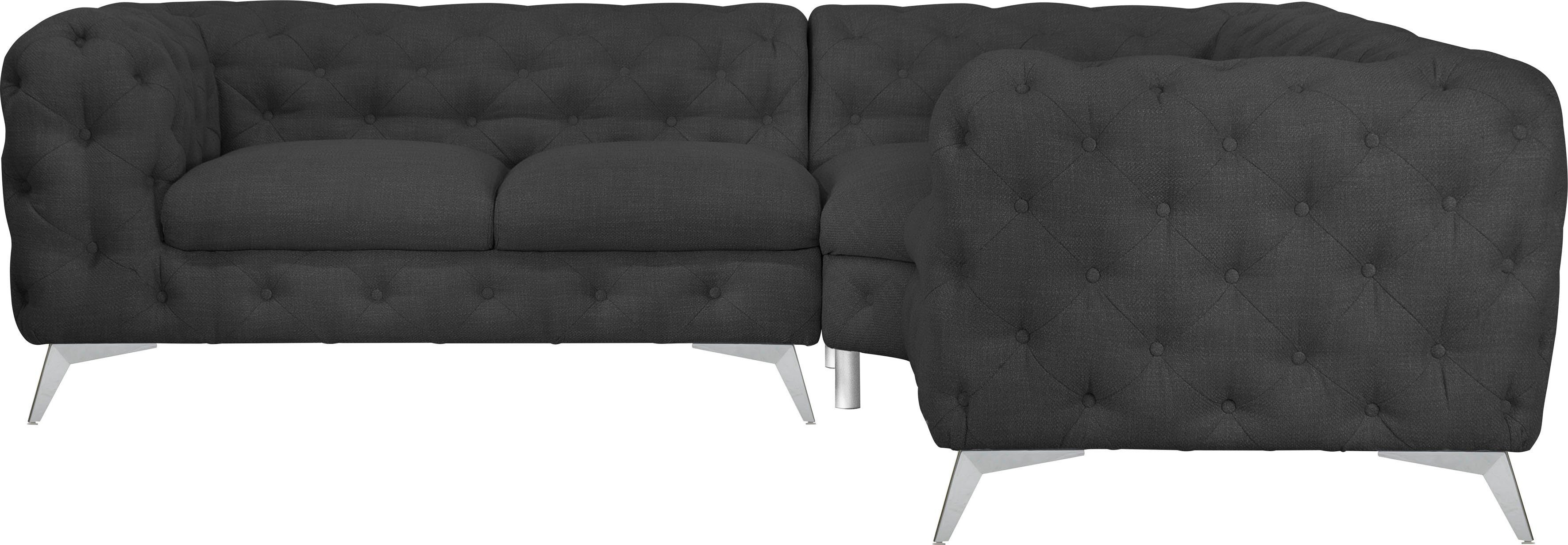 Leonique Chesterfield-Sofa "Ecksofa GLYNIS L-Form mit Wellenunterfederung, günstig online kaufen