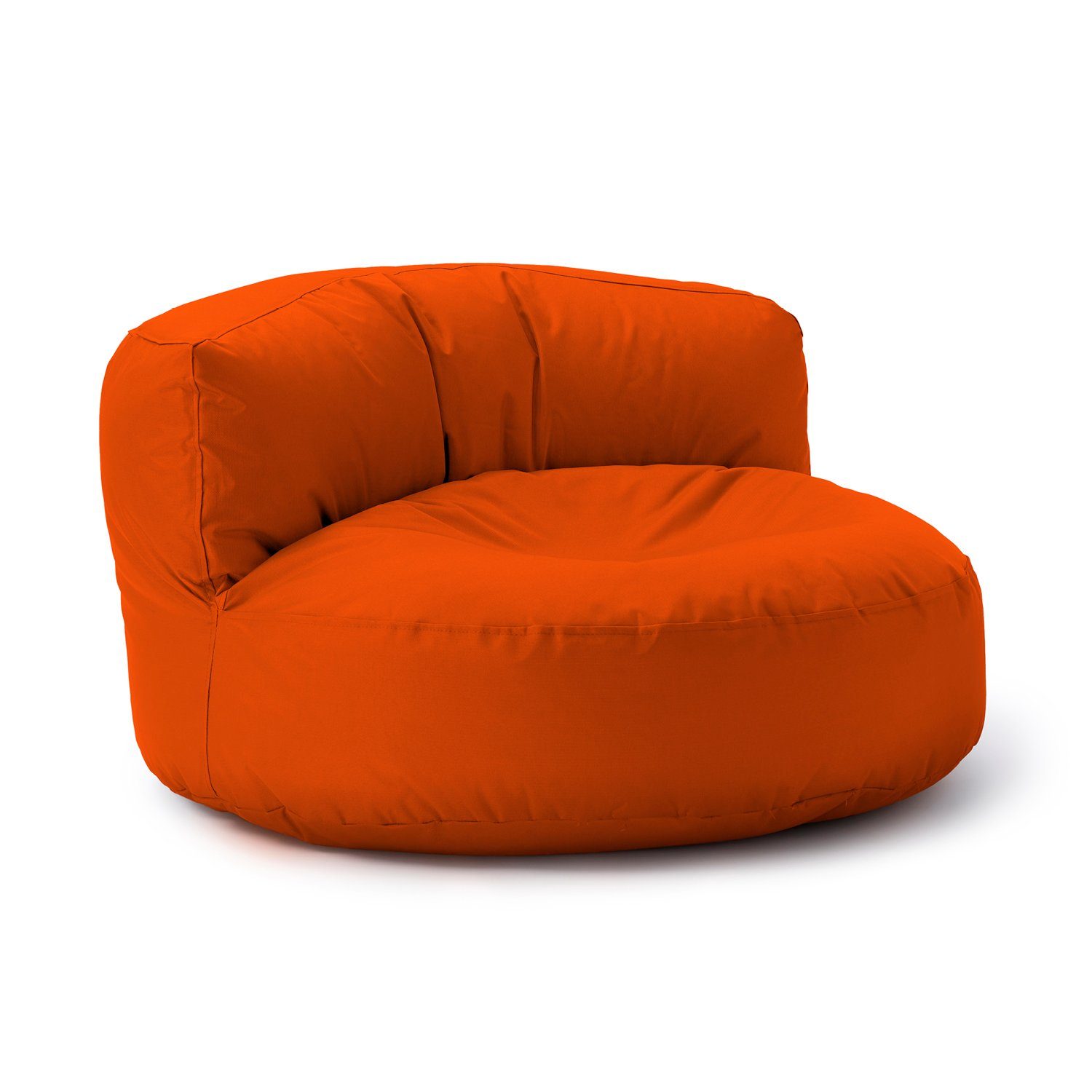 Lumaland Sitzsack Round Sofa Sitzkissen Bean Bag Couch Lounge, inkl. Rückenlehne In-& Outdoor 90x90x50cm orange