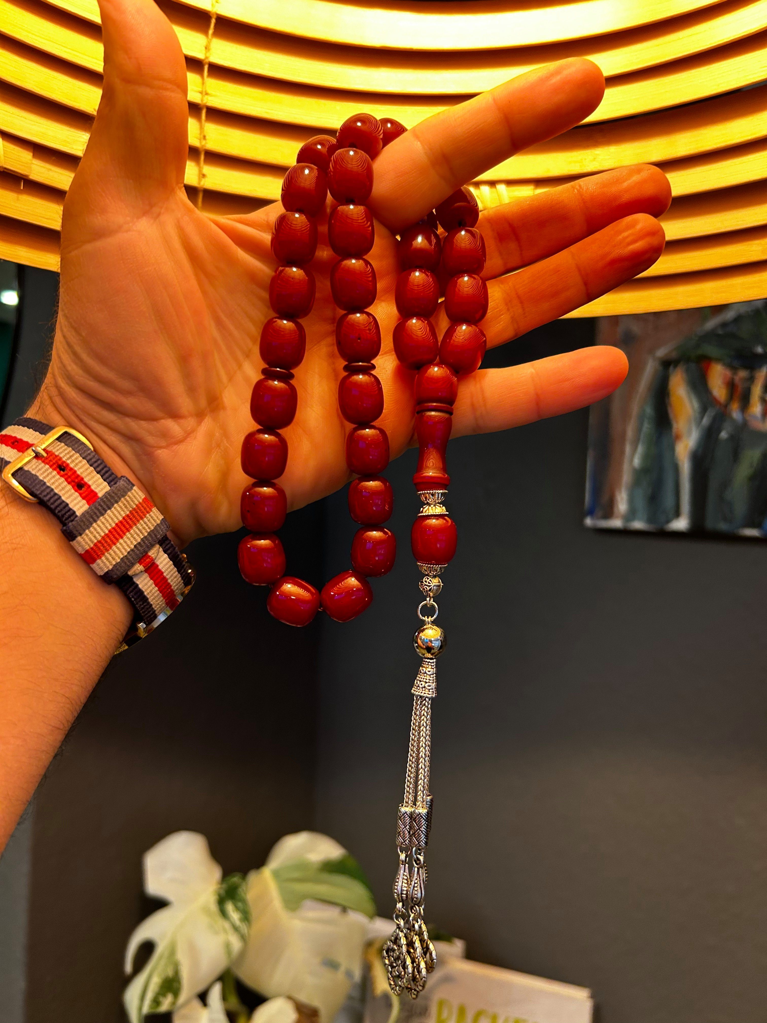 TesbihBid Kettenanhänger Gebetskette Cherry Misbaha Prayerbeads (33-tlg) Tesbih Bakalite Amber faturan