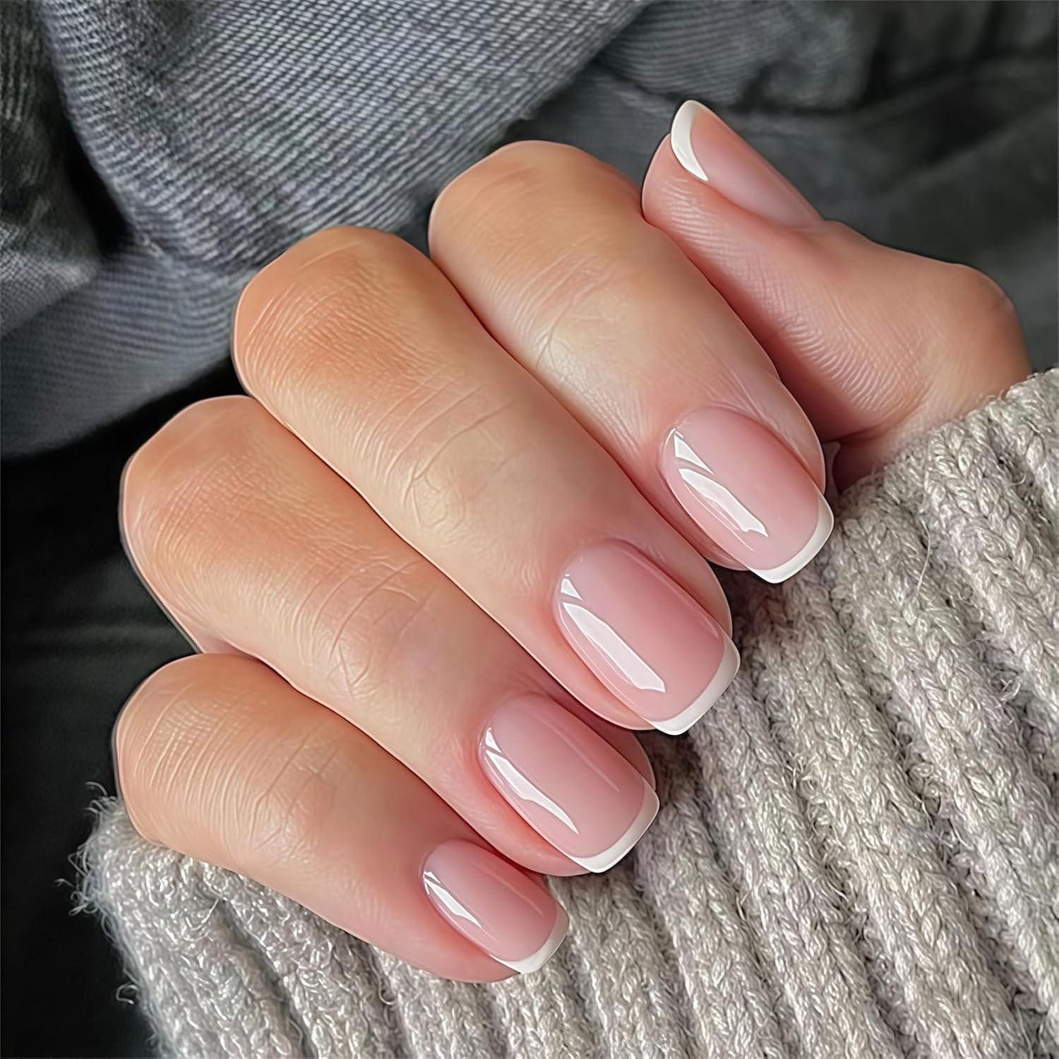 LuxusKollektion Kunstfingernägel Künstliche Nägel Press On Rosa Dünne Französische 1 ml (1er Pack)