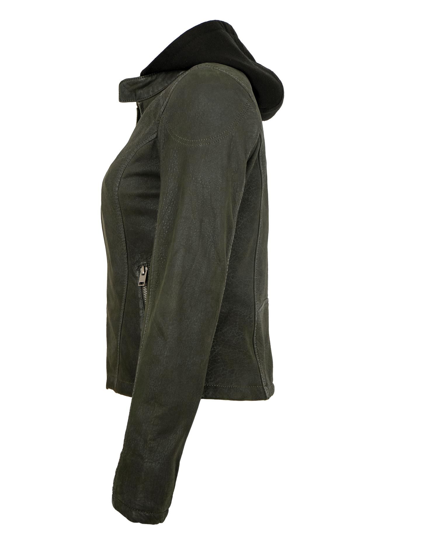 Jilani Lederjacke Delea Jilani - Damen Lederjacke Kapuze Lammleder dunkelgr günstig online kaufen