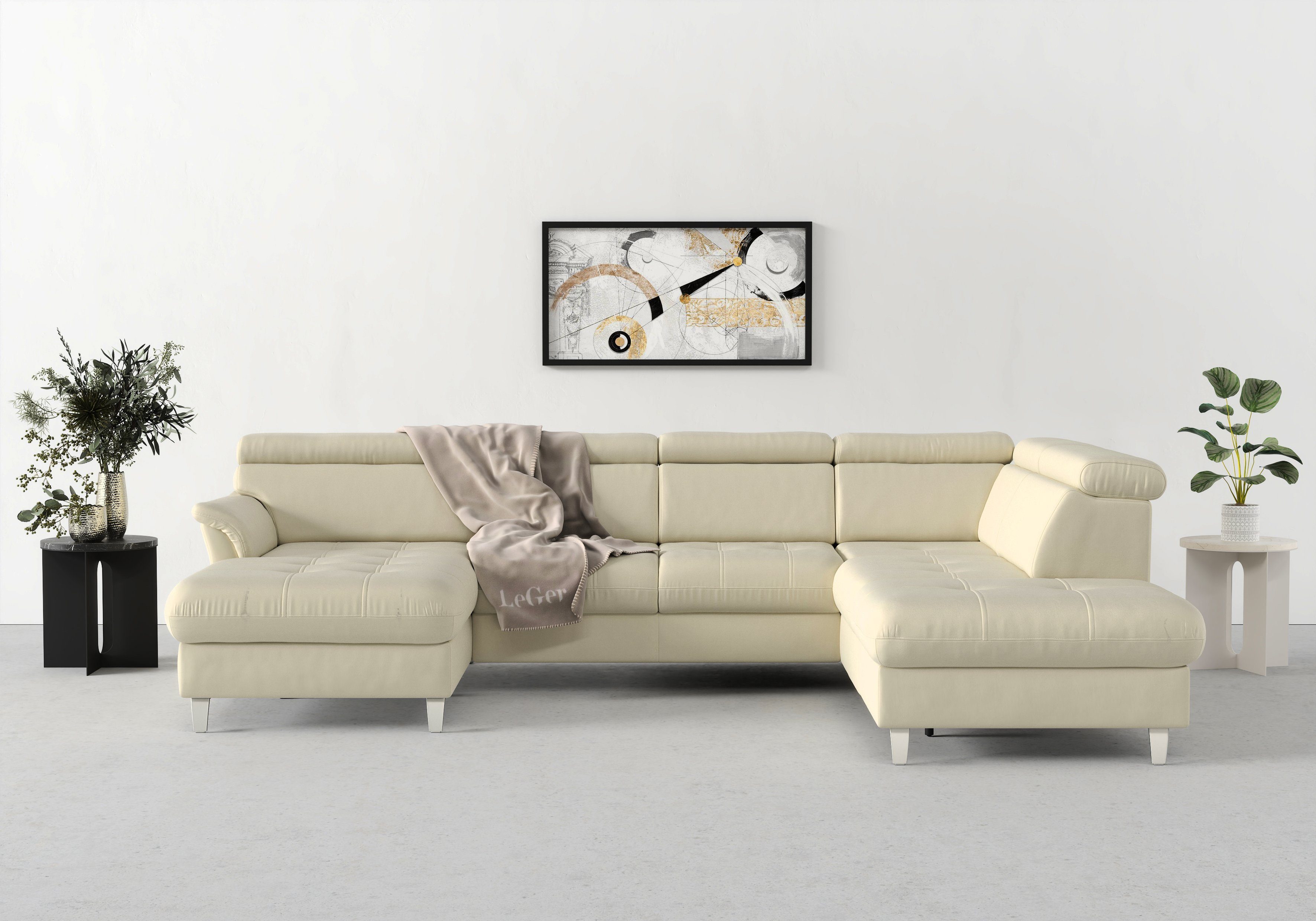 sit&more Wohnlandschaft Marano U-Form, inklusive Kopfteilverstellung, wahlweise mit Bettfunktion, Bettkasten